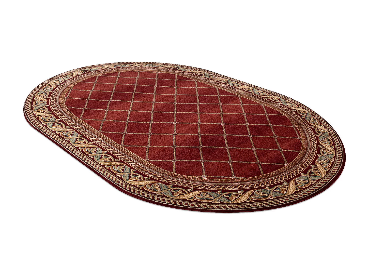 Tapete de lã OMEGA oval KASTOR Treliça red 2 vermelho 200x300 cm