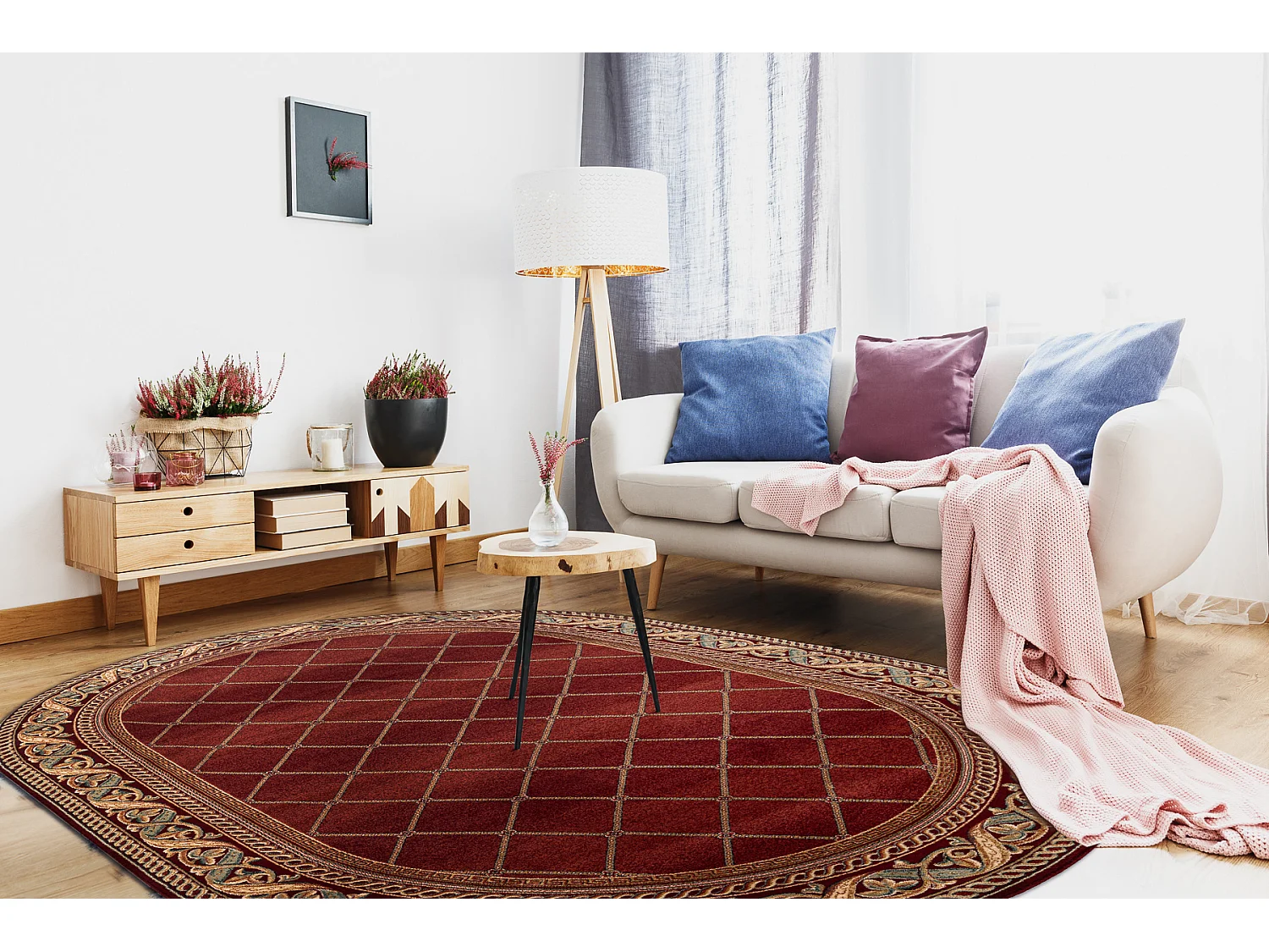 Tapete de lã OMEGA oval KASTOR Treliça red 2 vermelho 200x300 cm