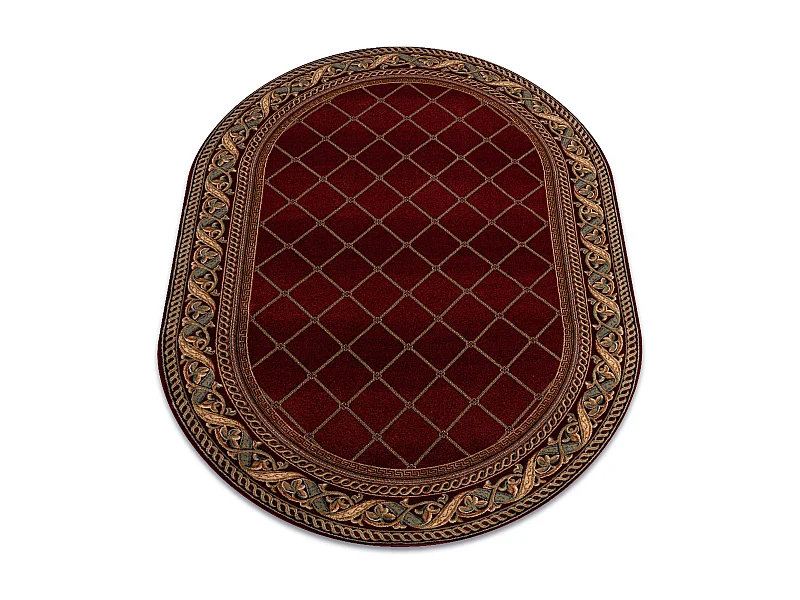 Tapis en laine OMEGA ovale KASTOR Treillis red 2 rouge 200x300 cm