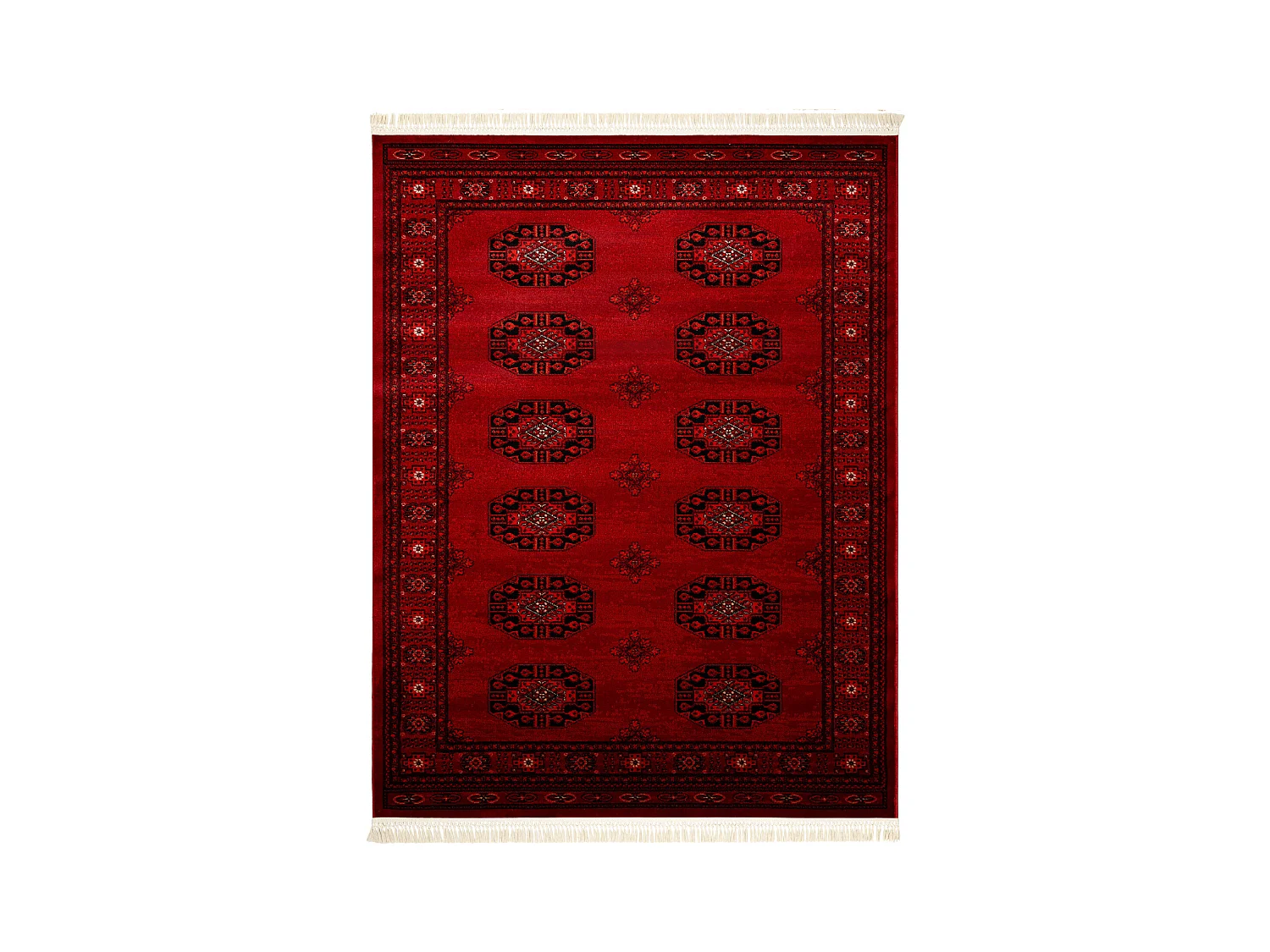 Tapis ORIENT 6871 bordeaux / noir Cadre, classique, ornement, à frang 180x270 cm