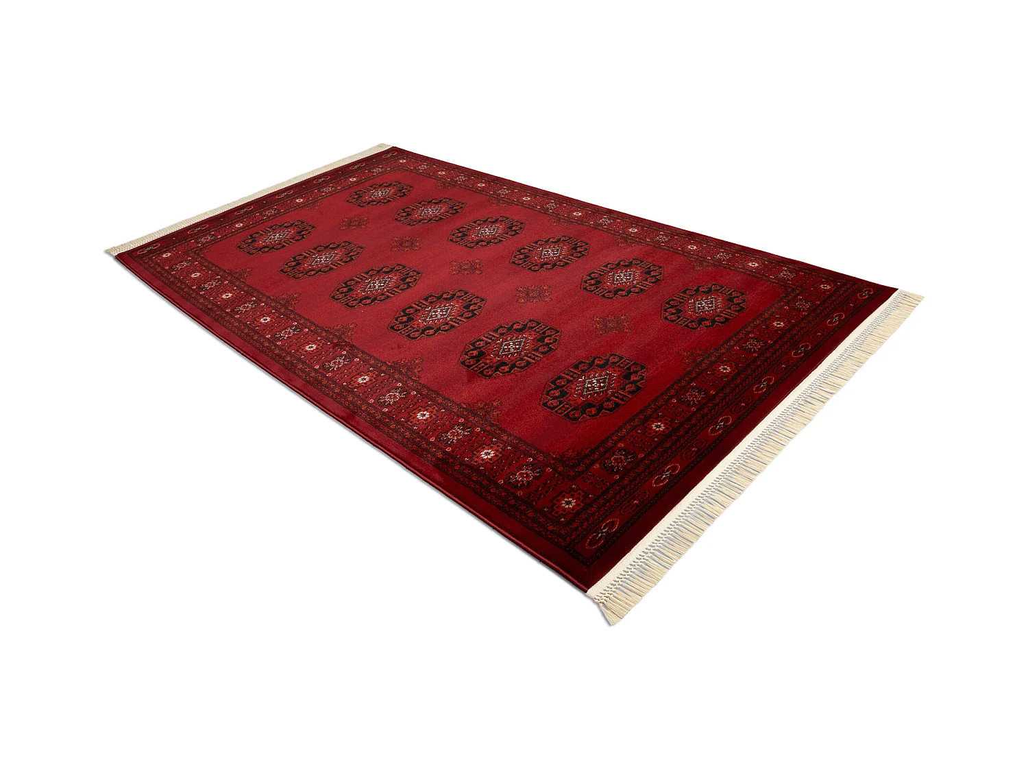 Tapis ORIENT 6871 bordeaux / noir Cadre, classique, ornement, à frang 180x270 cm