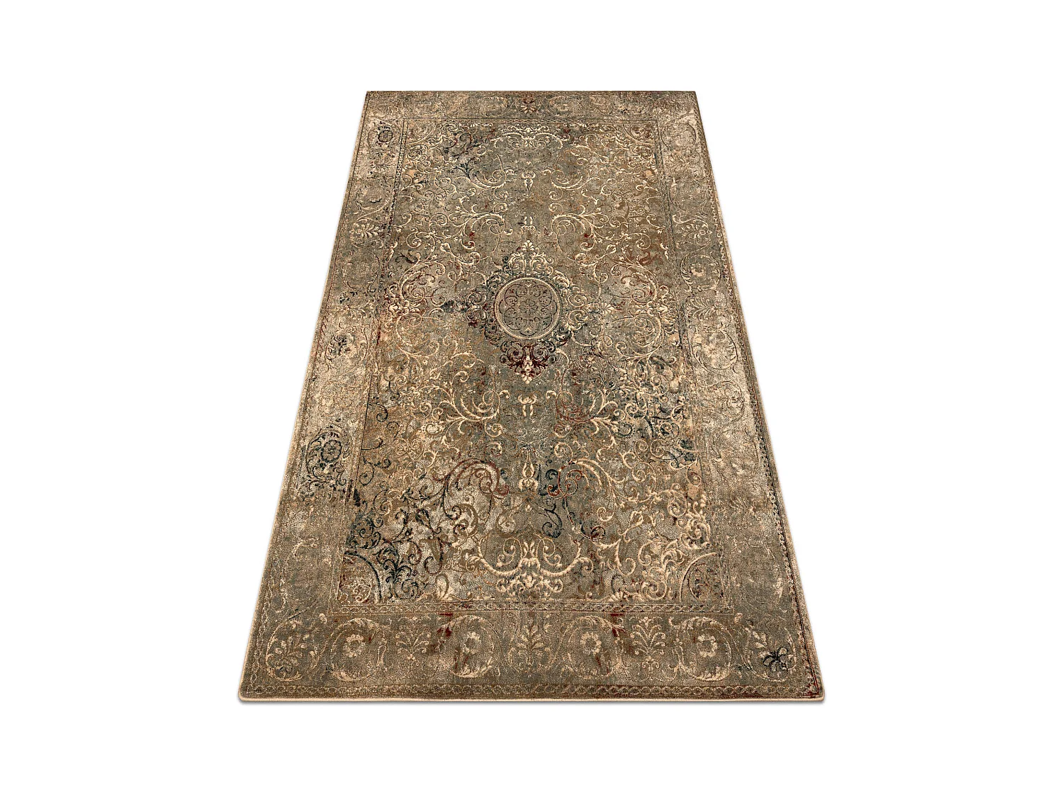 Tapis en laine OMEGA LUMIER Ornement vintage iron vert 235x350 cm