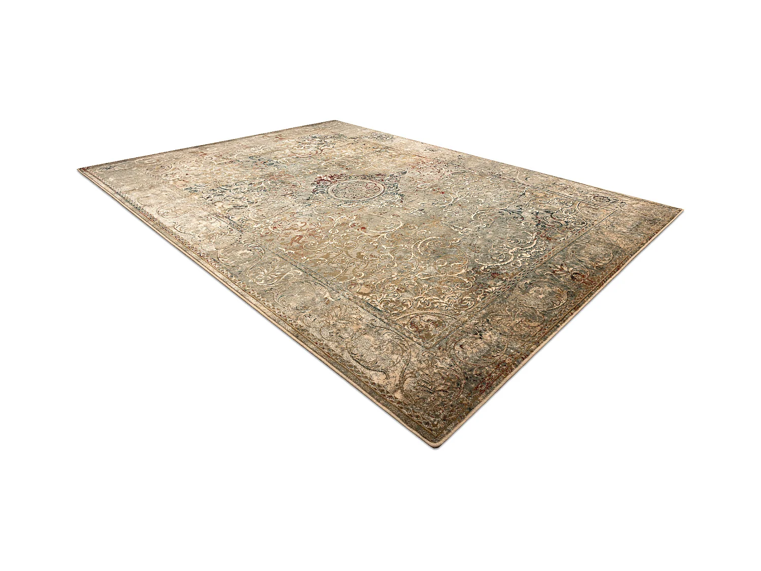 Tapis en laine OMEGA LUMIER Ornement vintage iron vert 235x350 cm