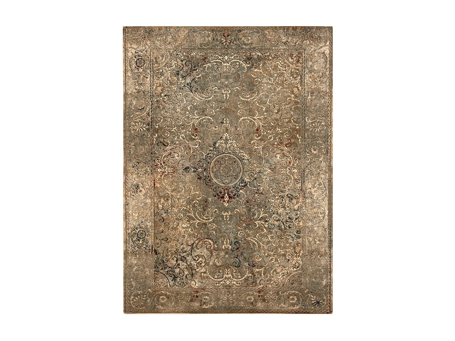 Tapete de lã OMEGA LUMIER Ornamento vintage iron verde 235x350 cm