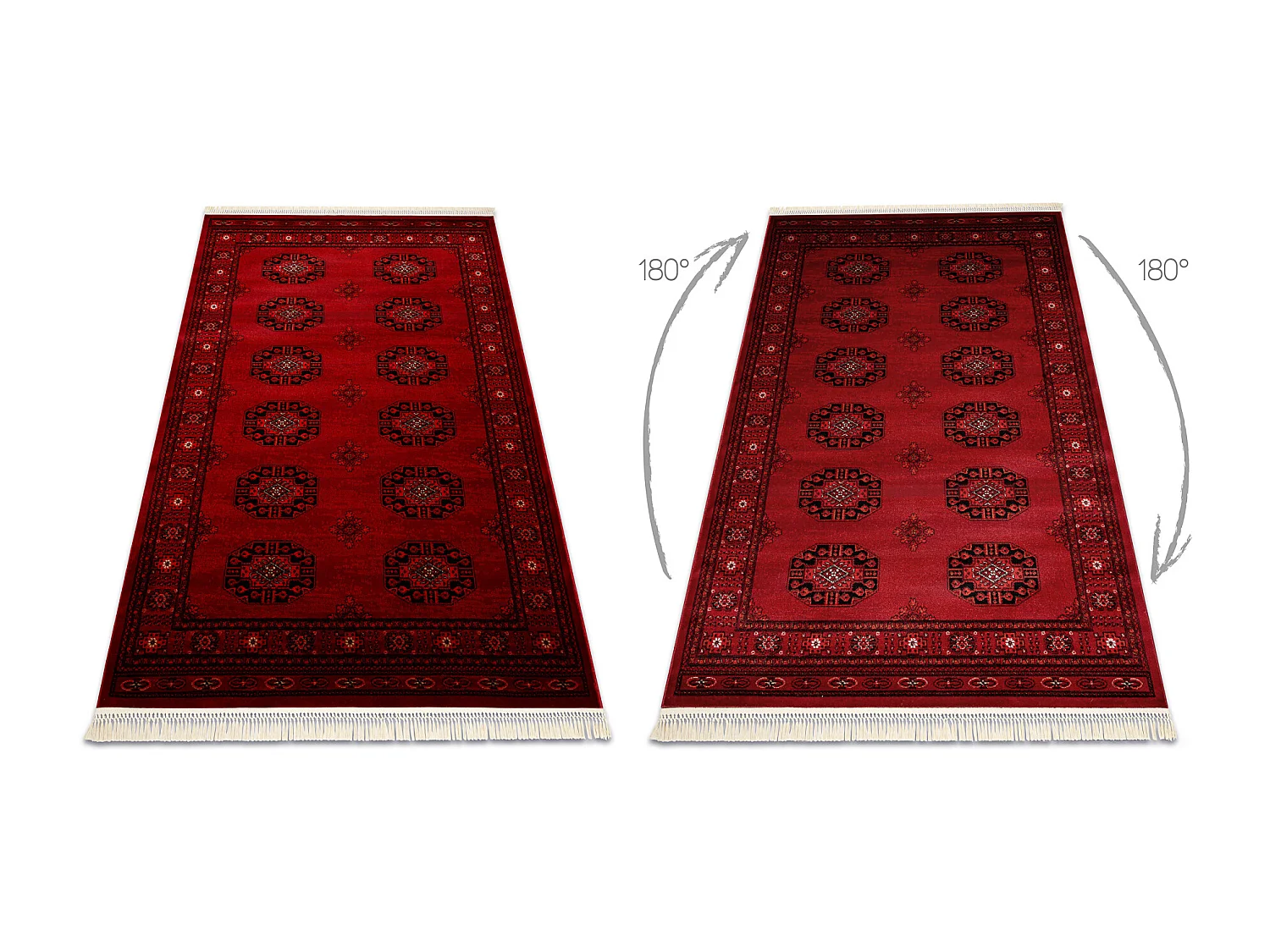 Tapete ORIENT 6871 bordeaux / preto Moldura, clássico, ornamento, com 100x200 cm