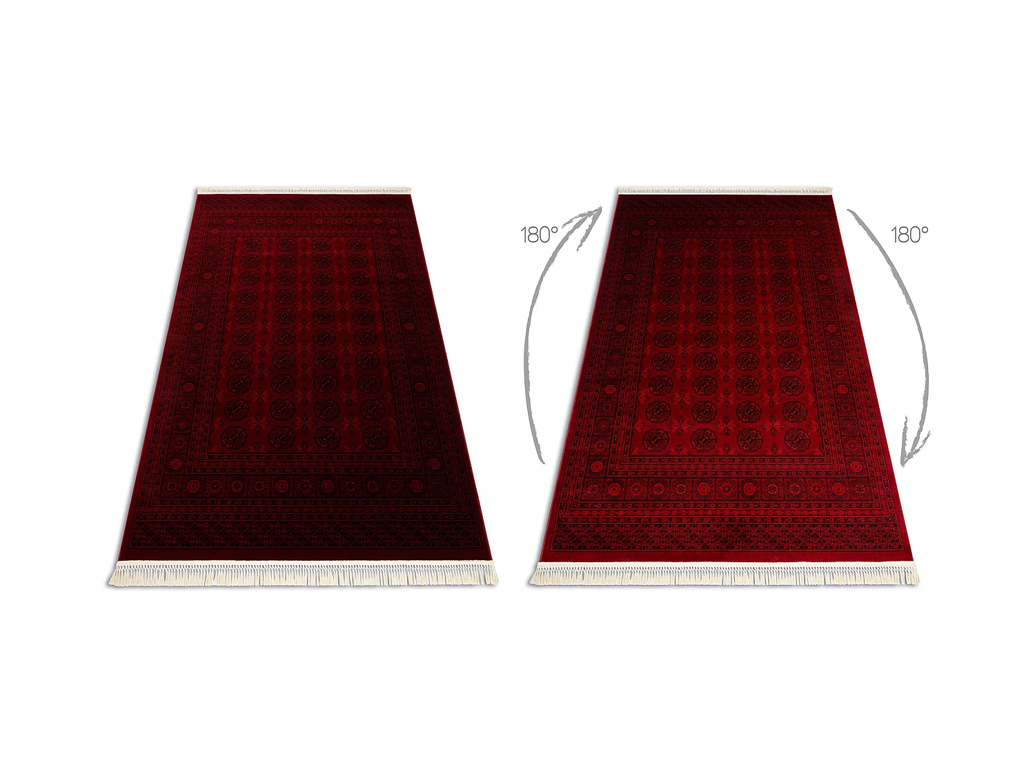 Dywan ORIENT 6889 bordo / czarny Buchara, ramka, orientalny, z frędzl 200x290 cm