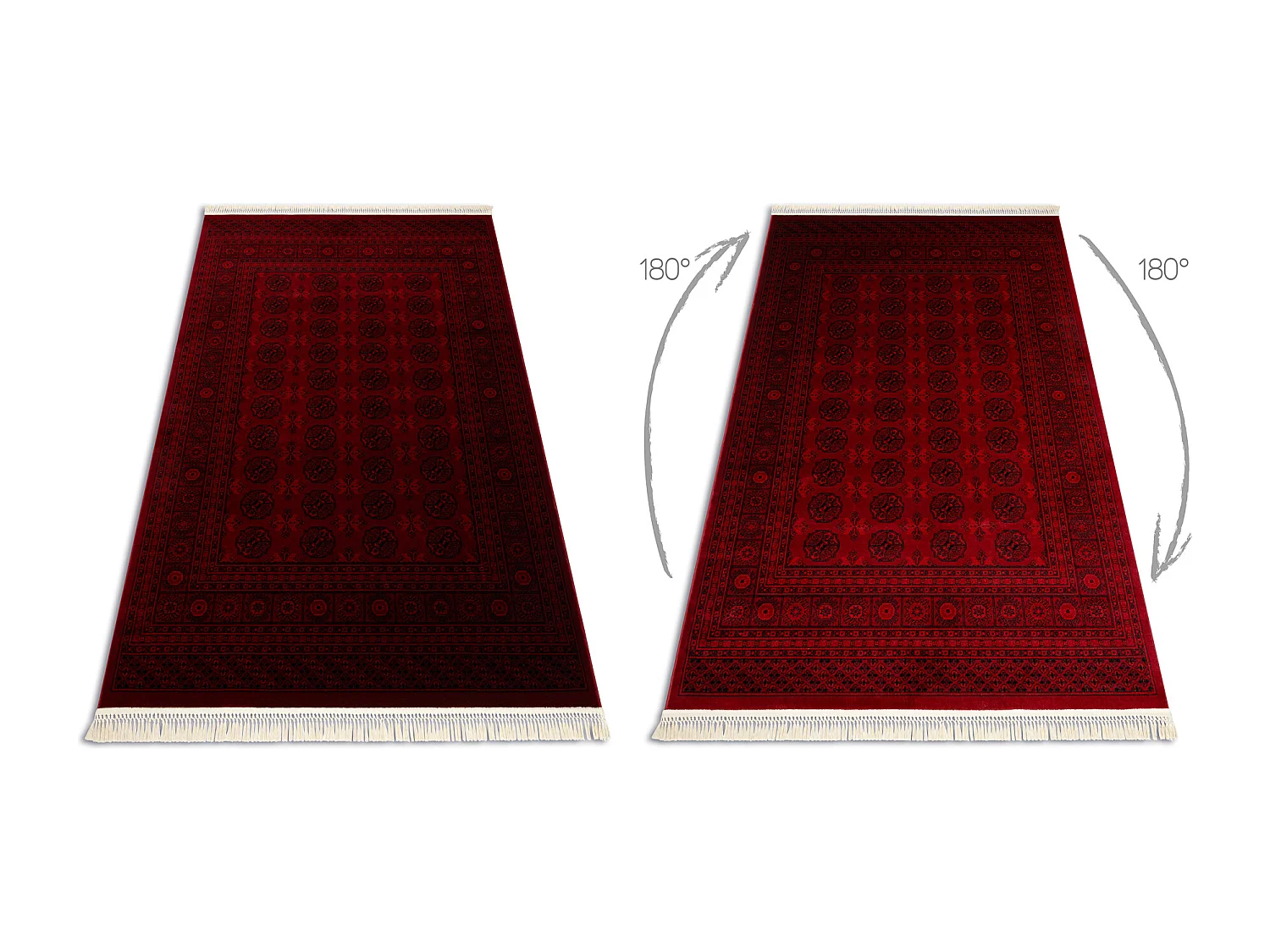 Dywan ORIENT 6889 bordo / czarny Buchara, ramka, orientalny, z frędzl 200x290 cm