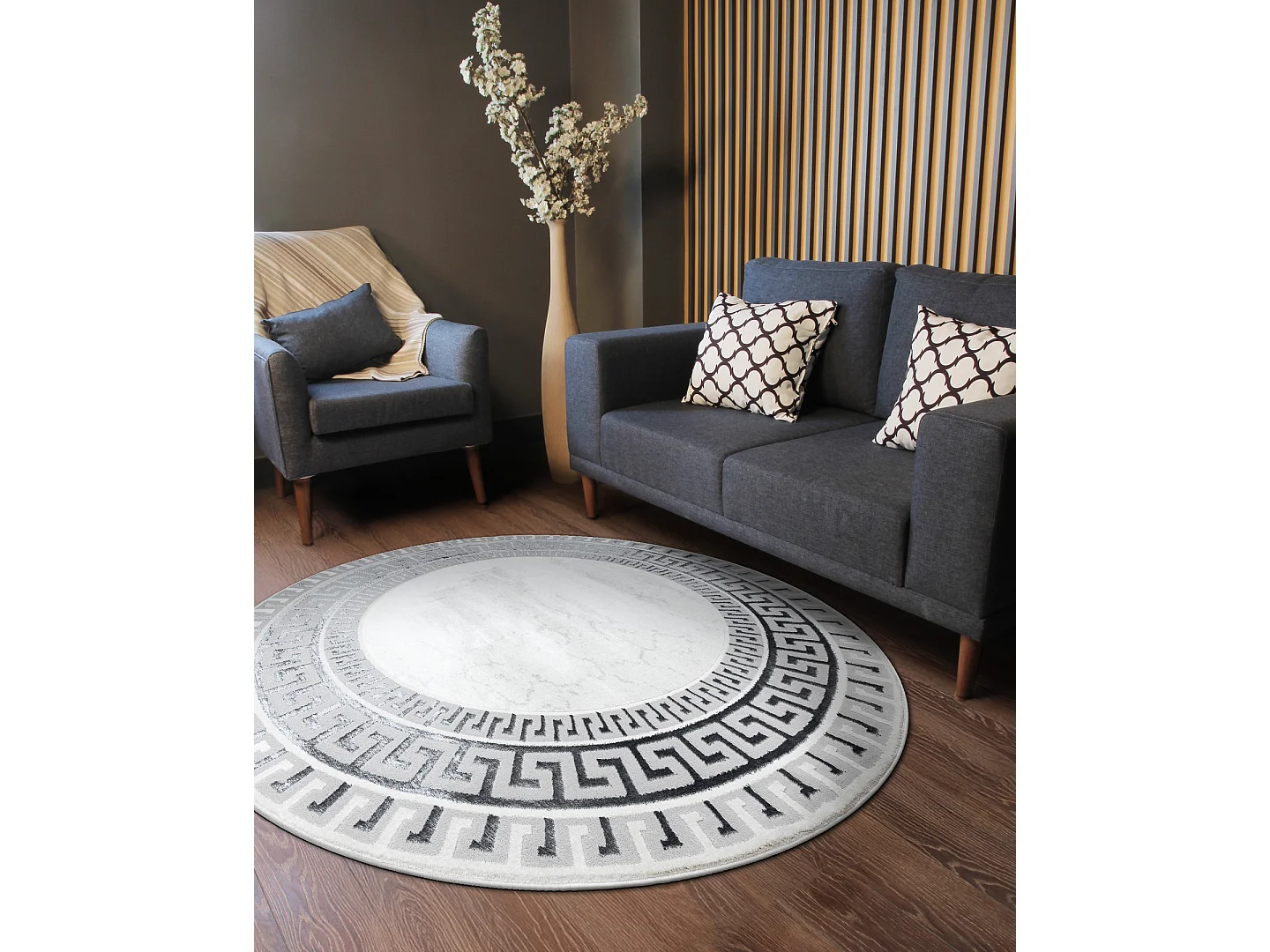 Teppich ALLURE 1960 Kreis Griechischer Schlüssel, Rahmen - Strukturel cercle 150 cm