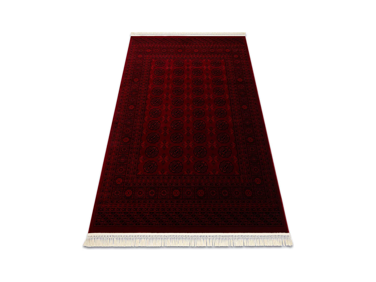 Tapis ORIENT 6889 bordeaux / noir Buchara, cadre, oriental, à franges 300x400 cm