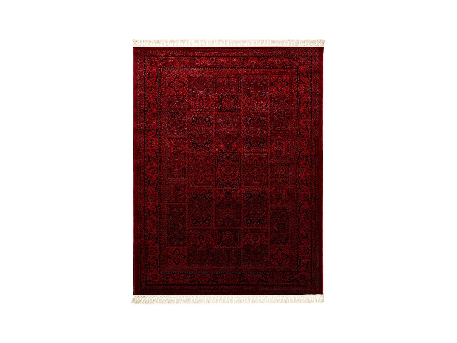 ORIENT 5365 Teppich burgund / schwarz Rahmen, orientalisch, mit Franse 200x290 cm