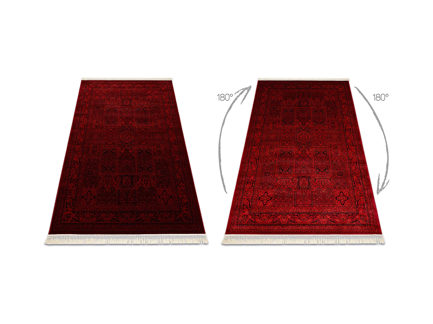 ORIENT 5365 Teppich burgund / schwarz Rahmen, orientalisch, mit Franse 200x290 cm