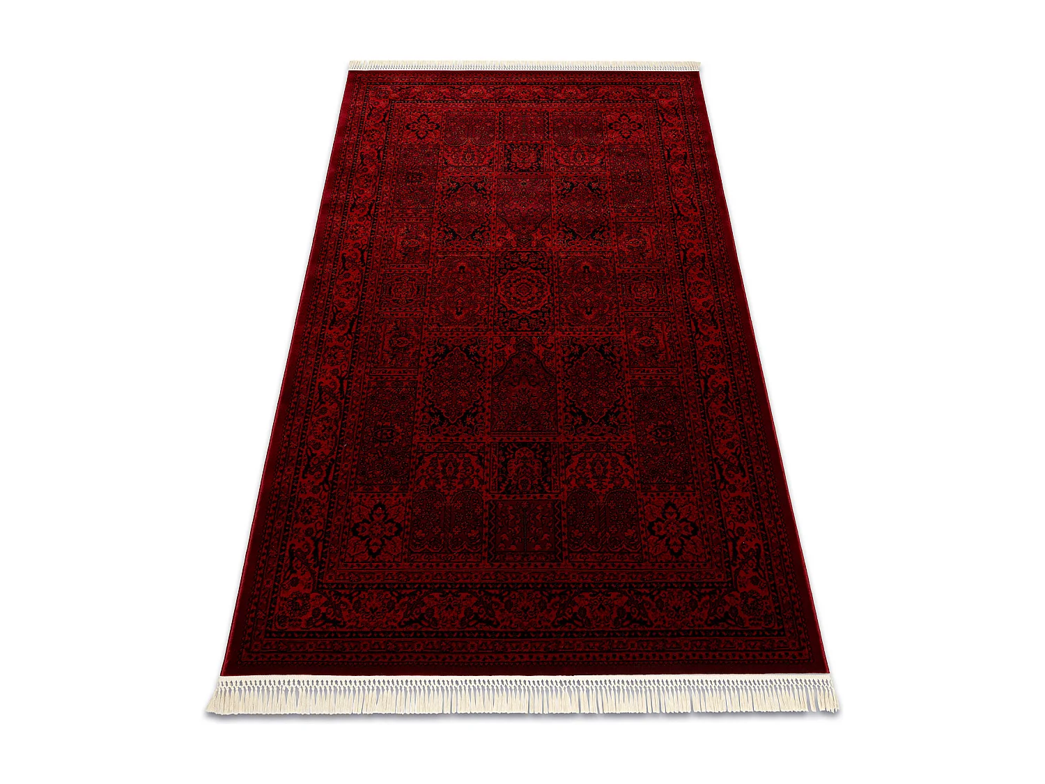 ORIENT 5365 Teppich burgund / schwarz Rahmen, orientalisch, mit Franse 200x290 cm