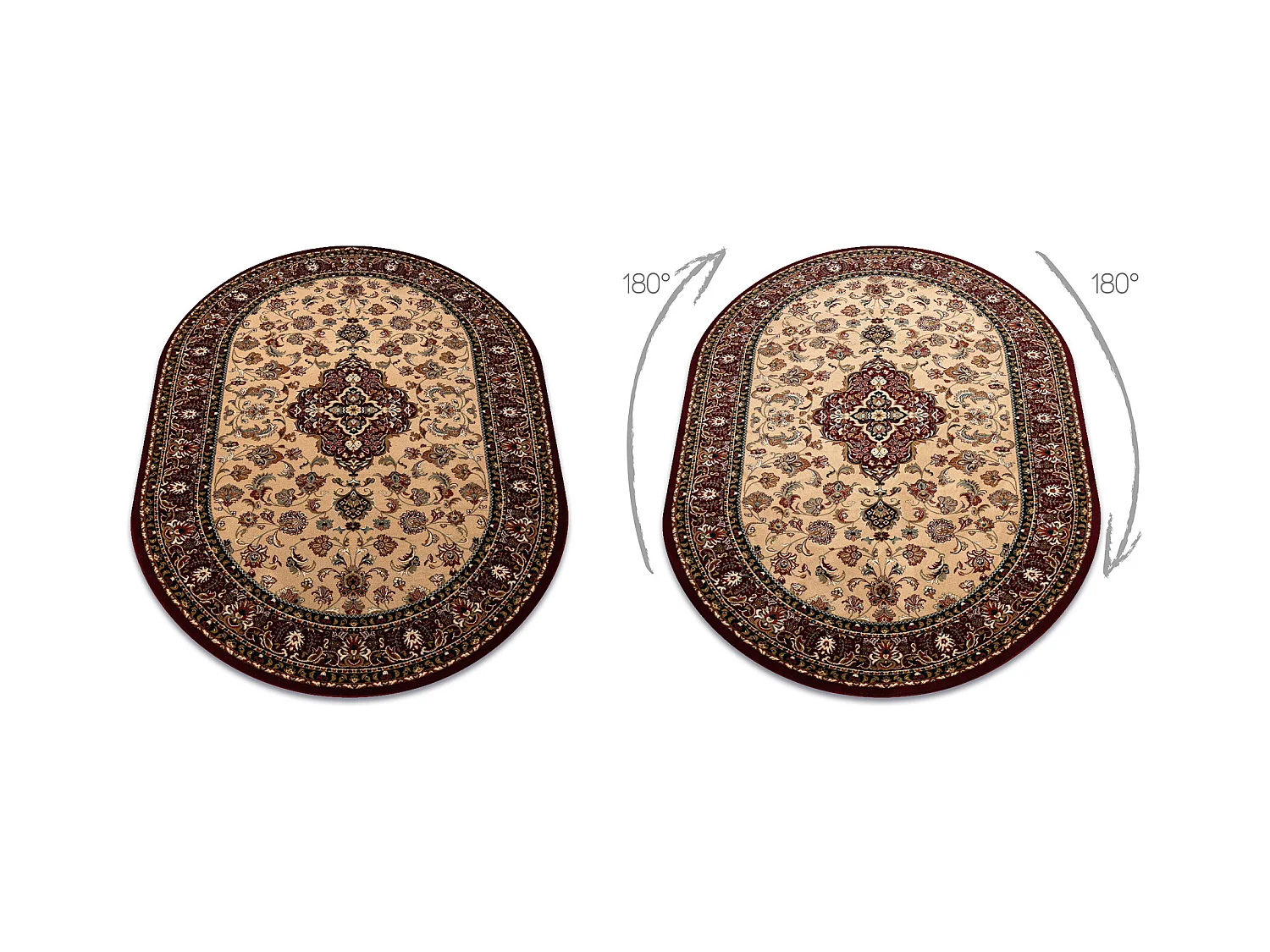 Tapis en laine OMEGA ovale ORION Rosace rubis clair 2 200x300 cm