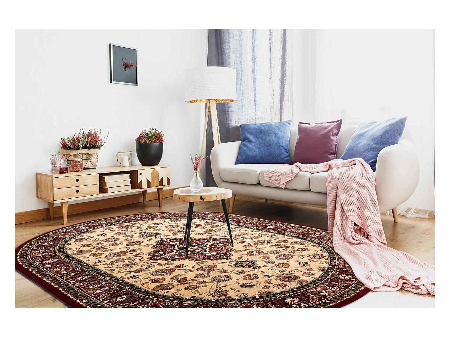 Tapis en laine OMEGA ovale ORION Rosace rubis clair 2 200x300 cm