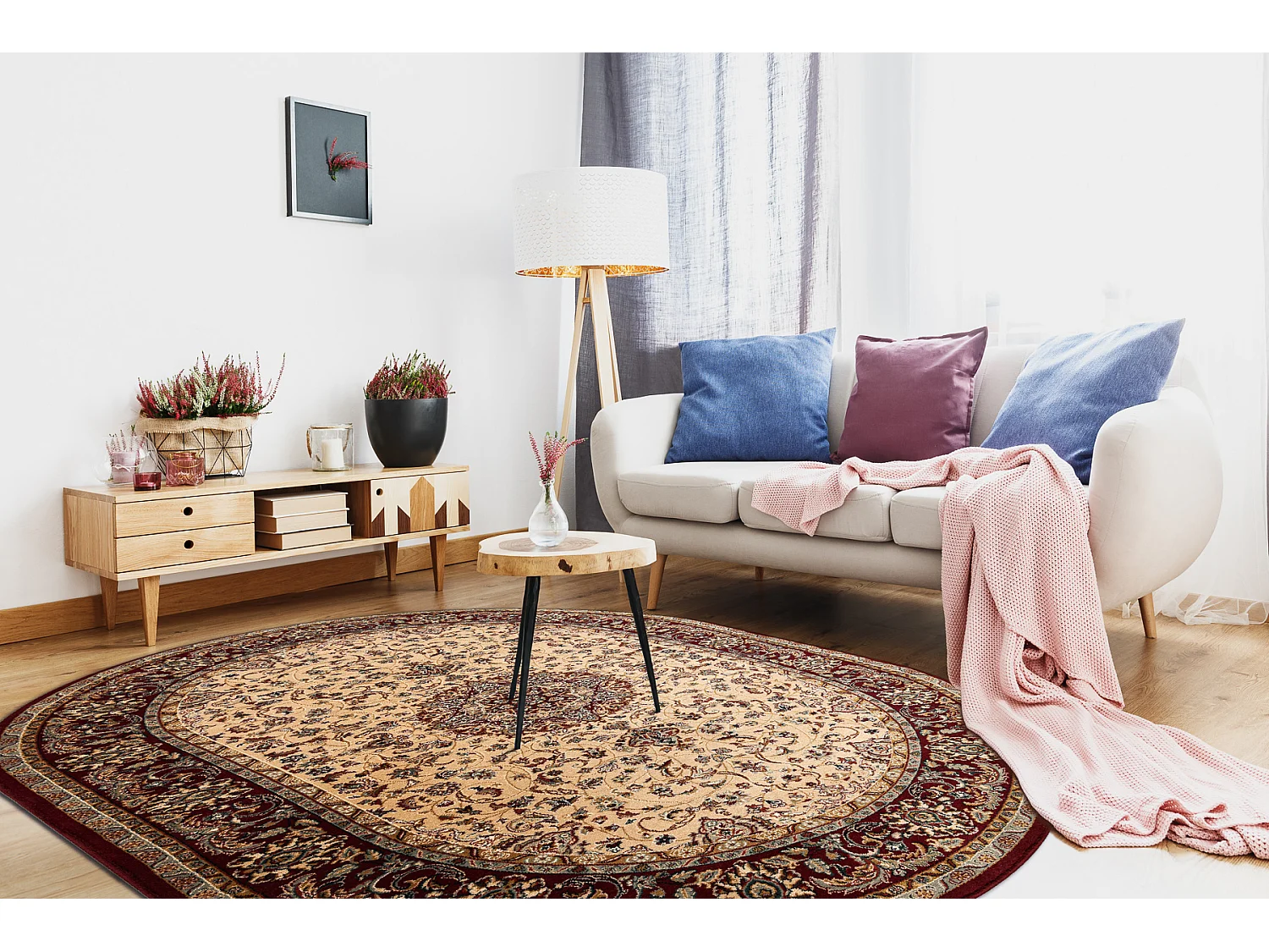 Tapis en laine POLONIA ovale Beshir Rosace rubis clair 2 170x235 cm