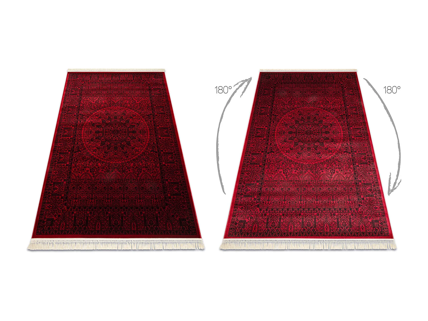 Dywan ORIENT 6039 bordo / czarny Ramka, rozeta, orientalny, z frędzla 180x270 cm