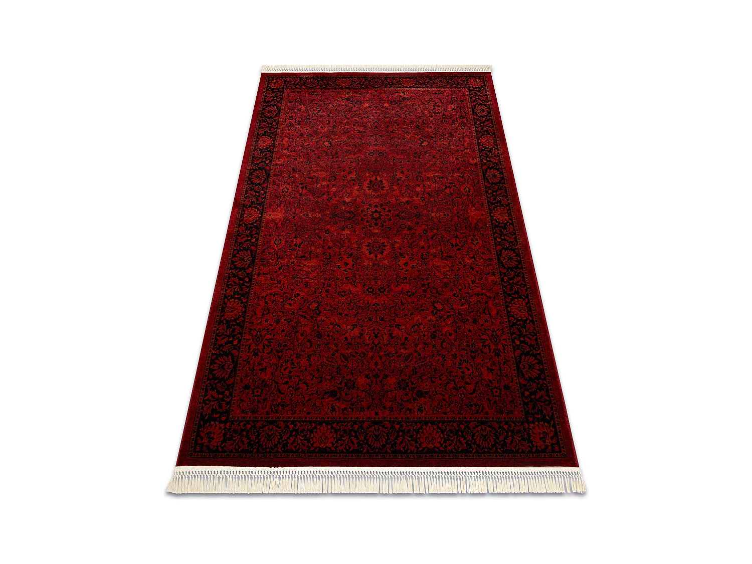 Tapis ORIENT 5125 bordeaux / noir Cadre, classique, ornement, à frang 300x400 cm