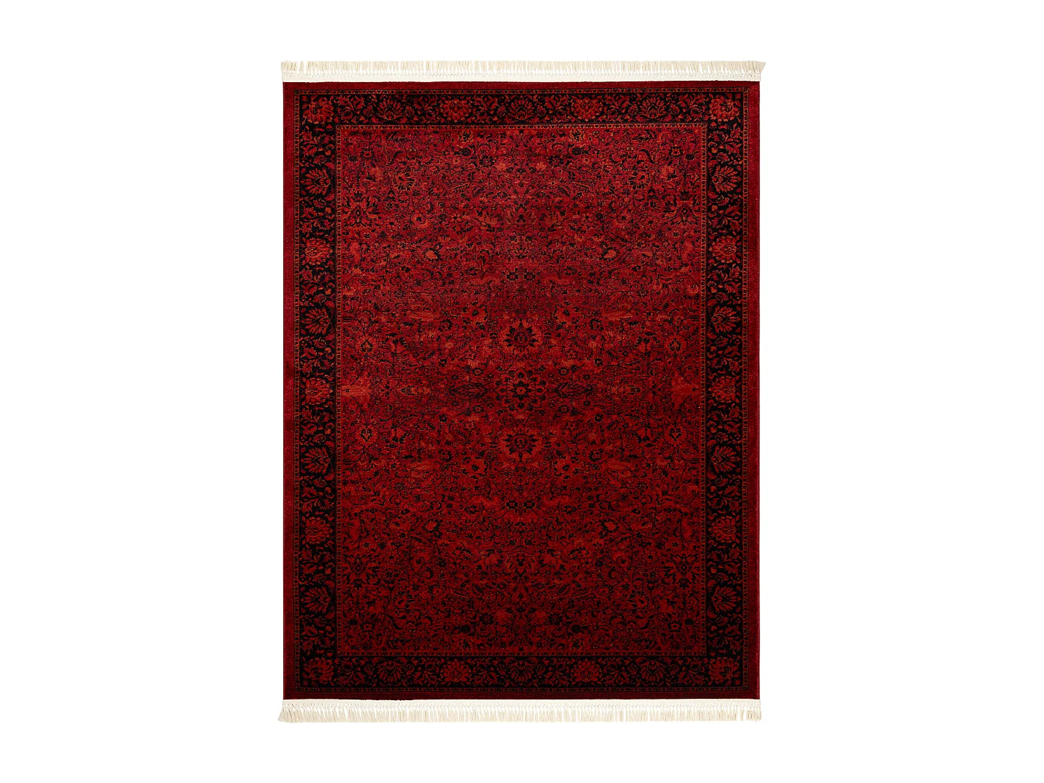 Tapis ORIENT 5125 bordeaux / noir Cadre, classique, ornement, à frang 300x400 cm
