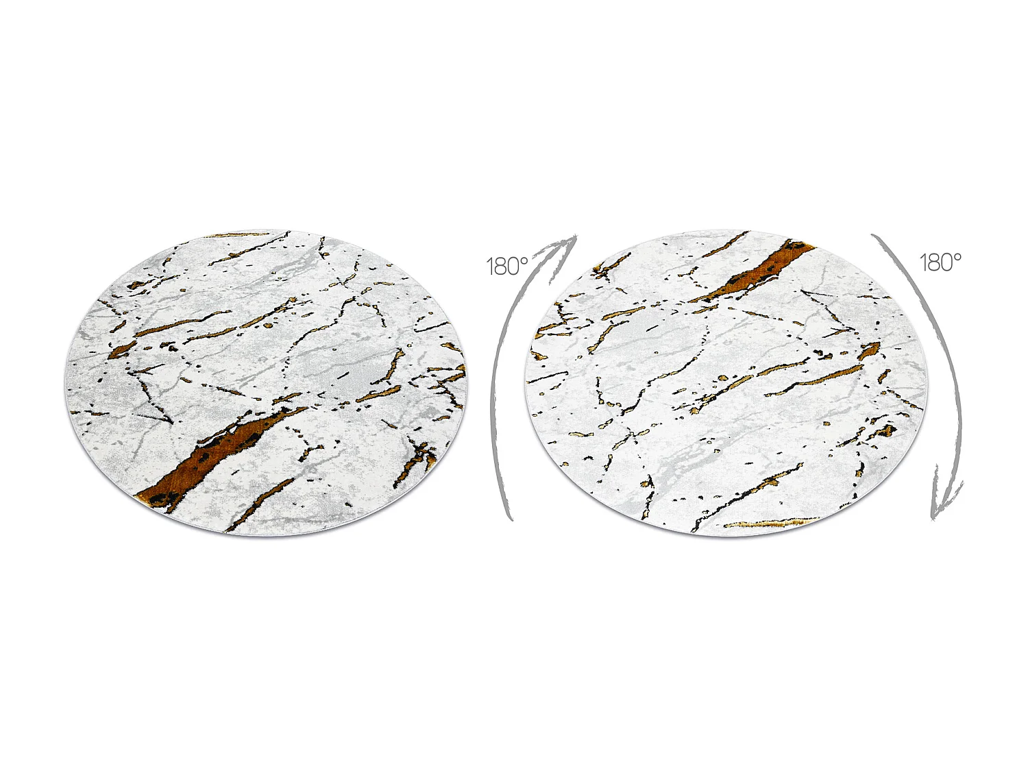 Tapis ALLURE 1963 cercle Marbre - Structurel, élégant, glamour blanc cercle 100 cm