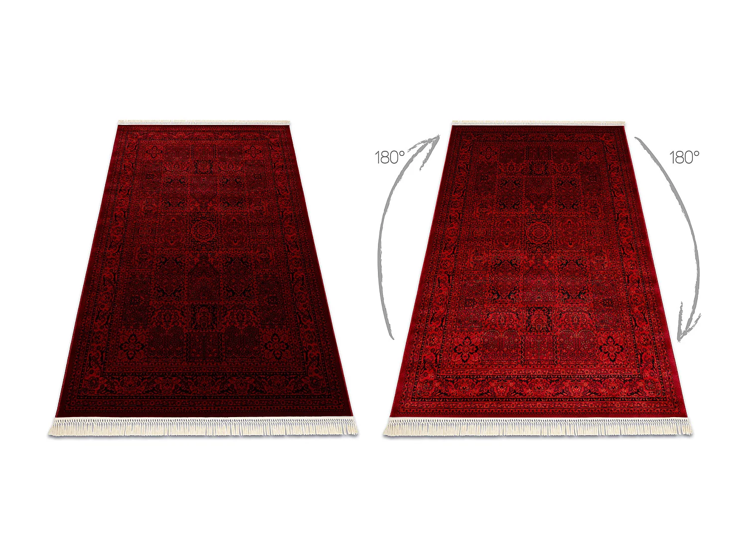 ORIENT 5365 Teppich burgund / schwarz Rahmen, orientalisch, mit Franse 180x270 cm