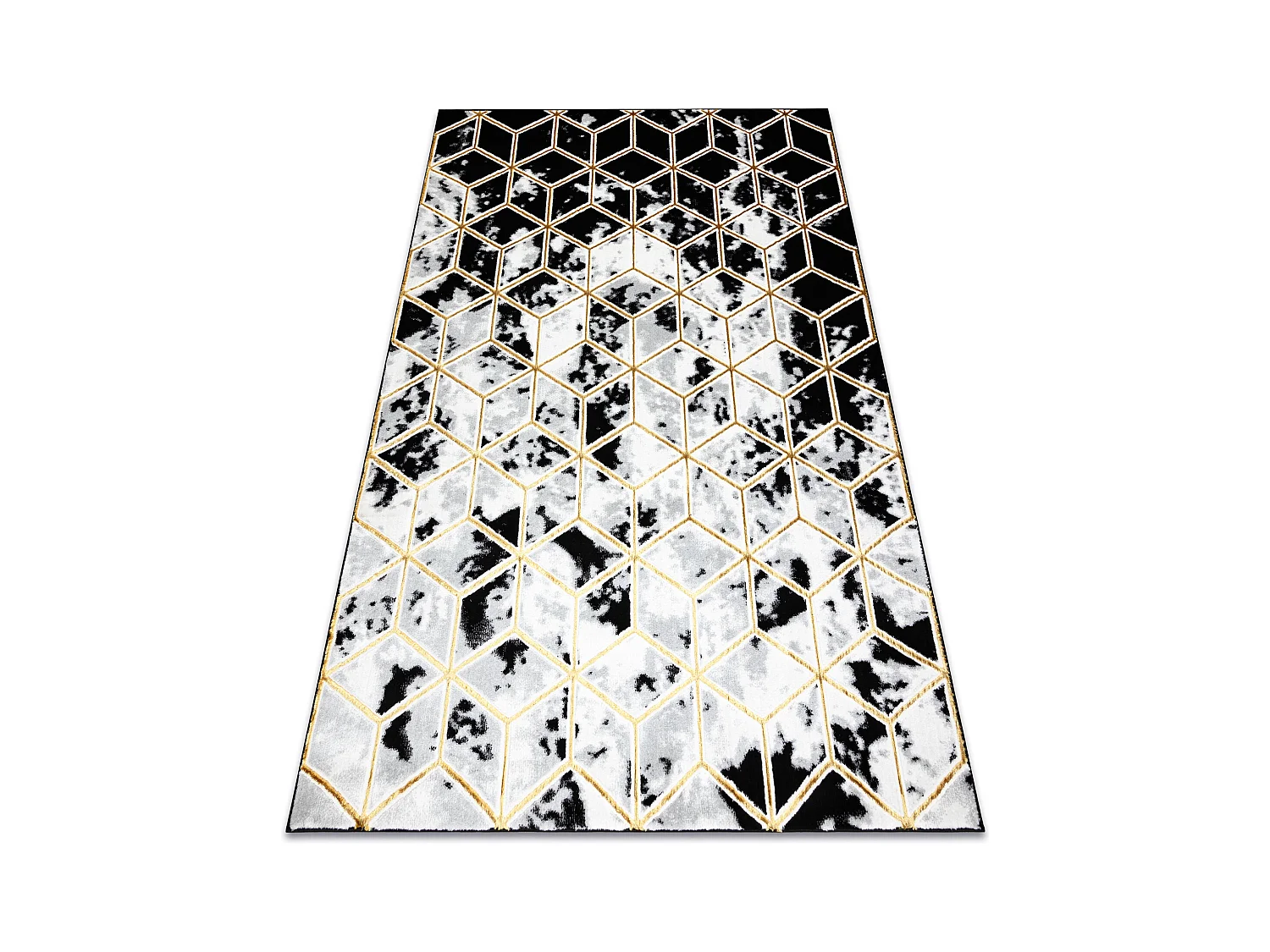 Tapis ALLURE 1966 Cube 3D - Structurel, élégant, glamour noir / L'or 160x220 cm