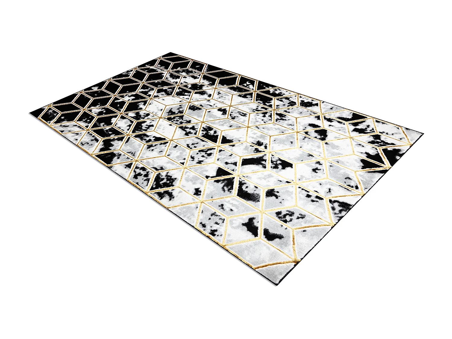 Tapis ALLURE 1966 Cube 3D - Structurel, élégant, glamour noir / L'or 160x220 cm
