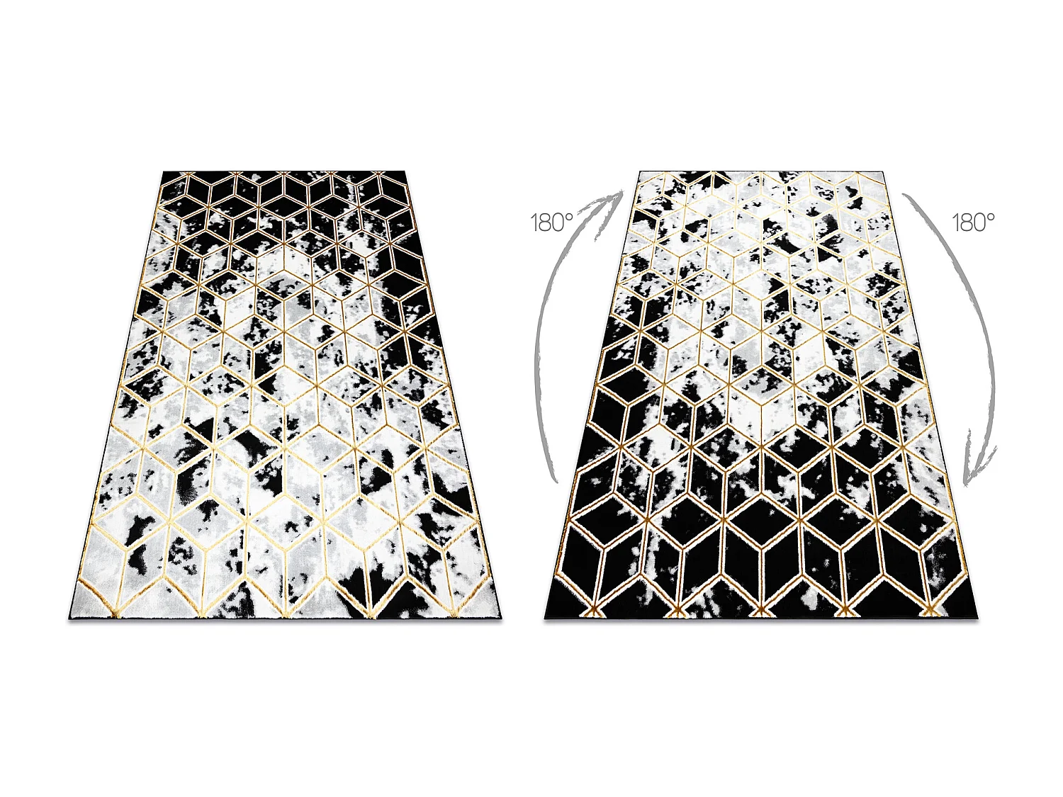 Dywan ALLURE 1966 Cube kostka - Strukturalny, stylowy, glamour czarny  160x220 cm