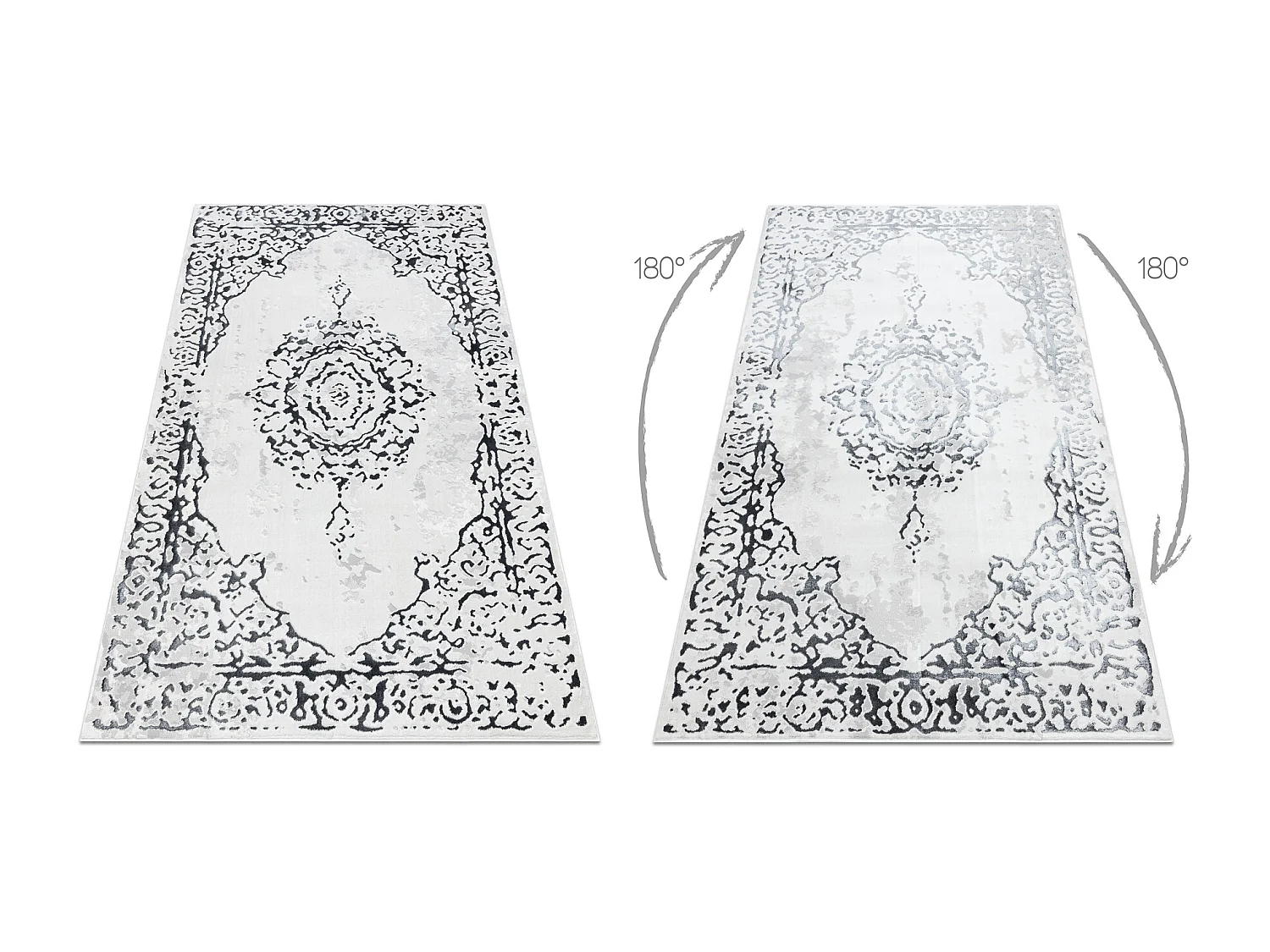 Dywan ALLURE 1961 Ornament, ramka - Strukturalny, stylowy, glamour bia 80x150 cm