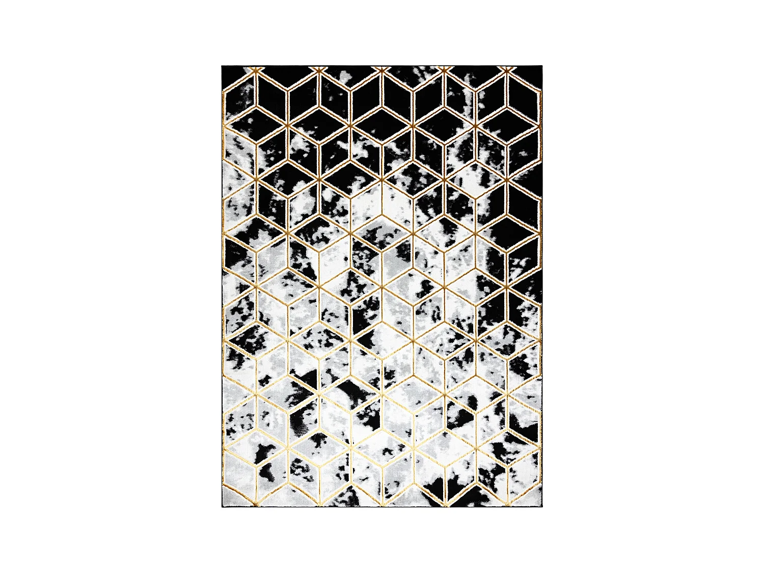 Tapis ALLURE 1966 Cube 3D - Structurel, élégant, glamour noir / L'or 280x370 cm