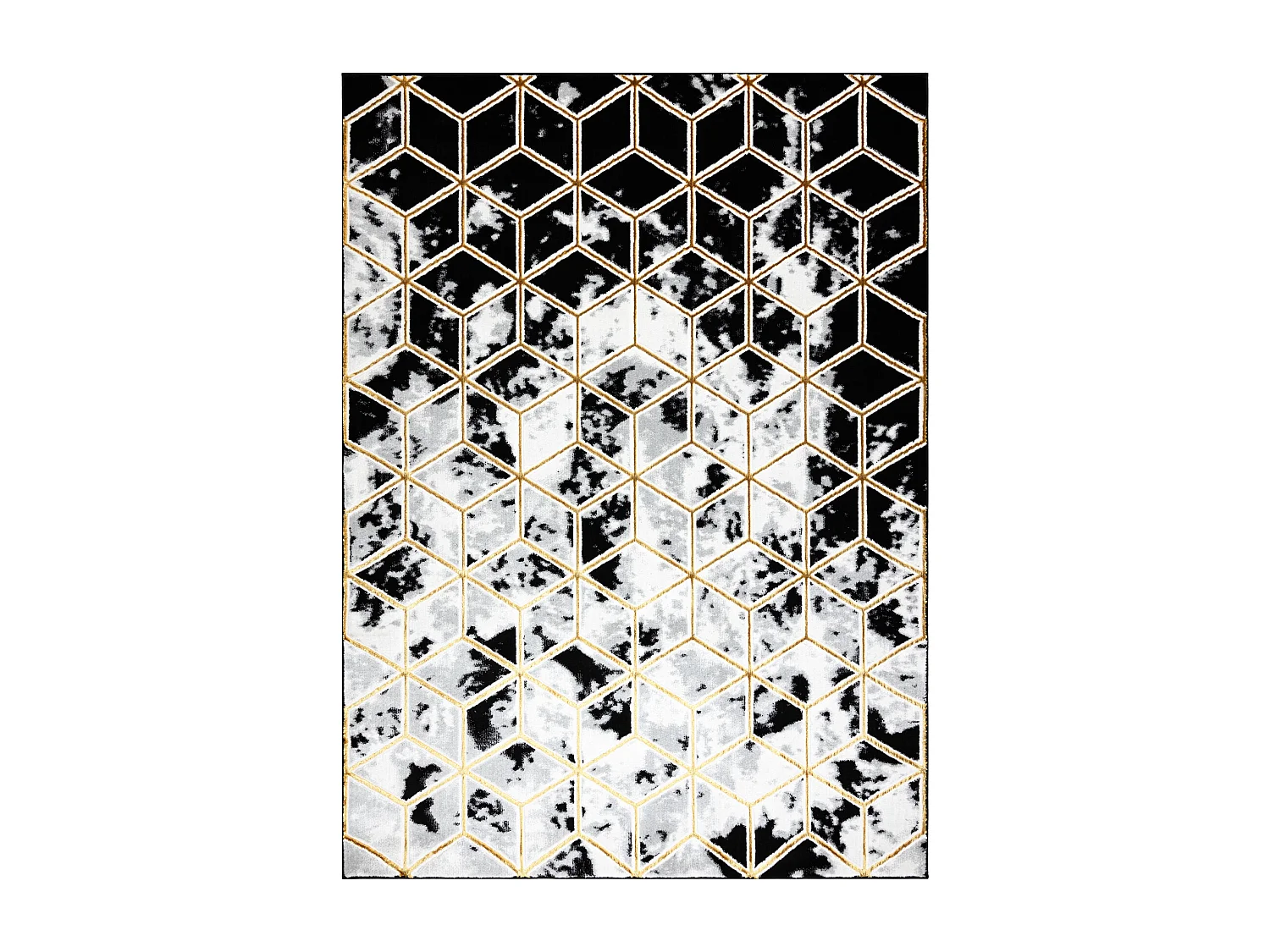 Tappeto ALLURE 1966 Cubo 3D - Strutturale, elegante, glamour nero / or 140x190 cm