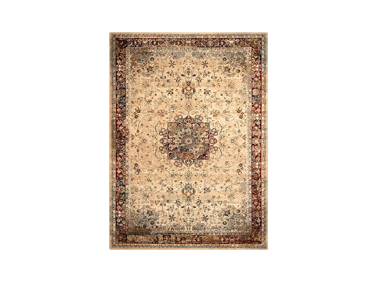 Tapis en laine POLONIA KORDOBA25 Rosette, cadre rubis clair 170x235 cm