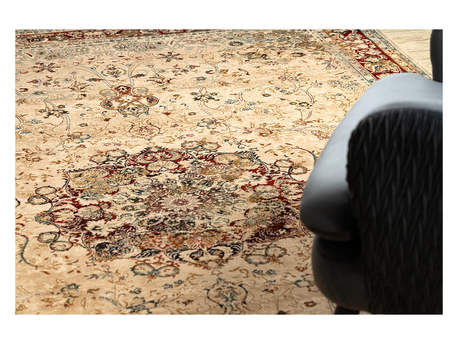 Tapis en laine POLONIA KORDOBA25 Rosette, cadre rubis clair 170x235 cm