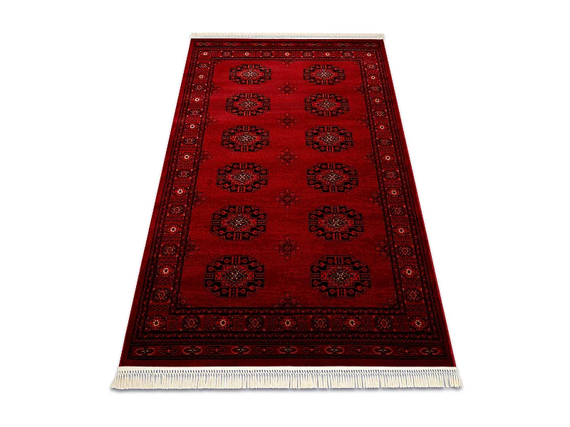 Tapis ORIENT 6871 bordeaux / noir Cadre, classique, ornement, à frang 200x290 cm