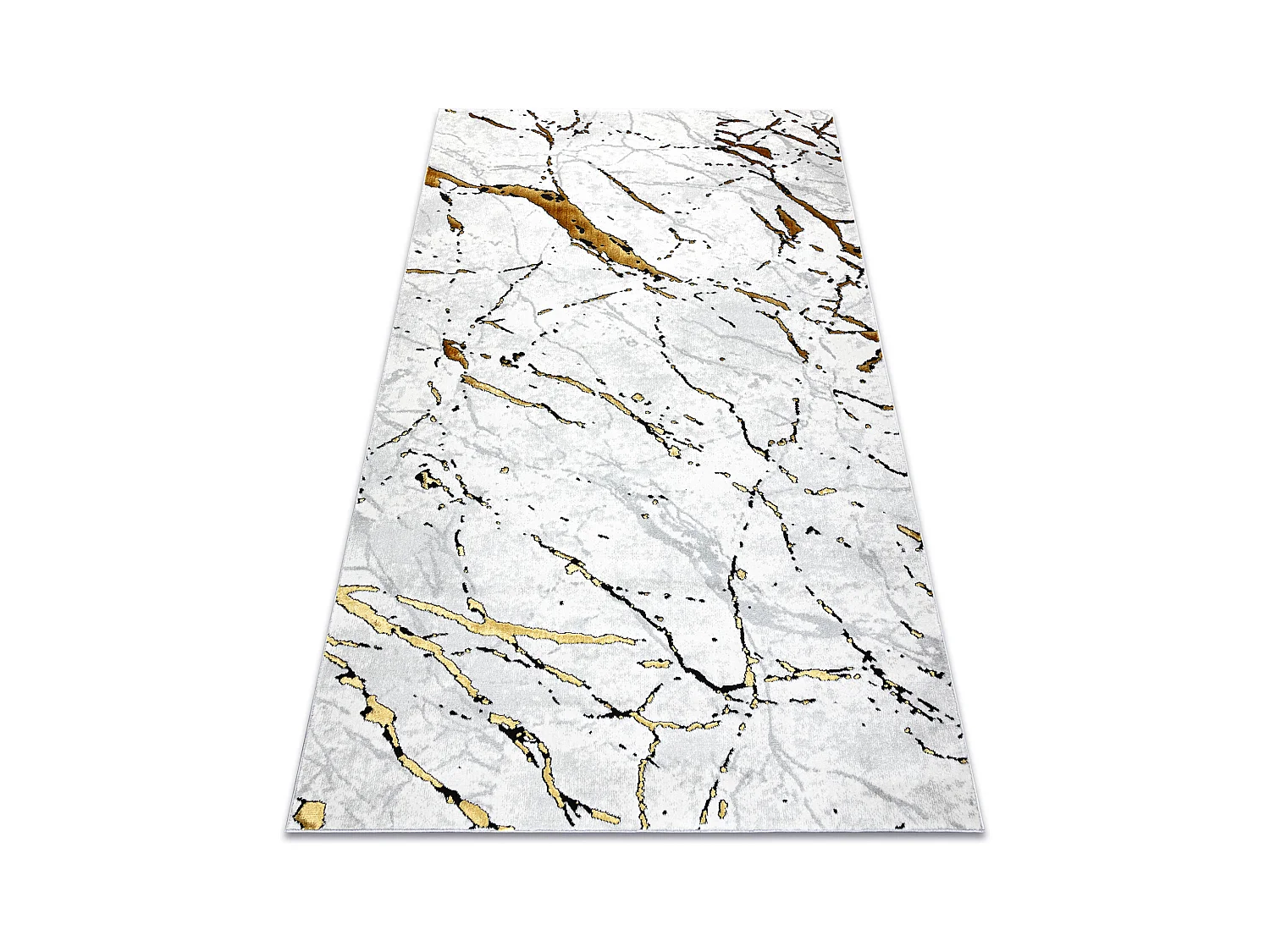 Tapis ALLURE 1963 Marbre - Structurel, élégant, glamour blanc / L'or 80x150 cm