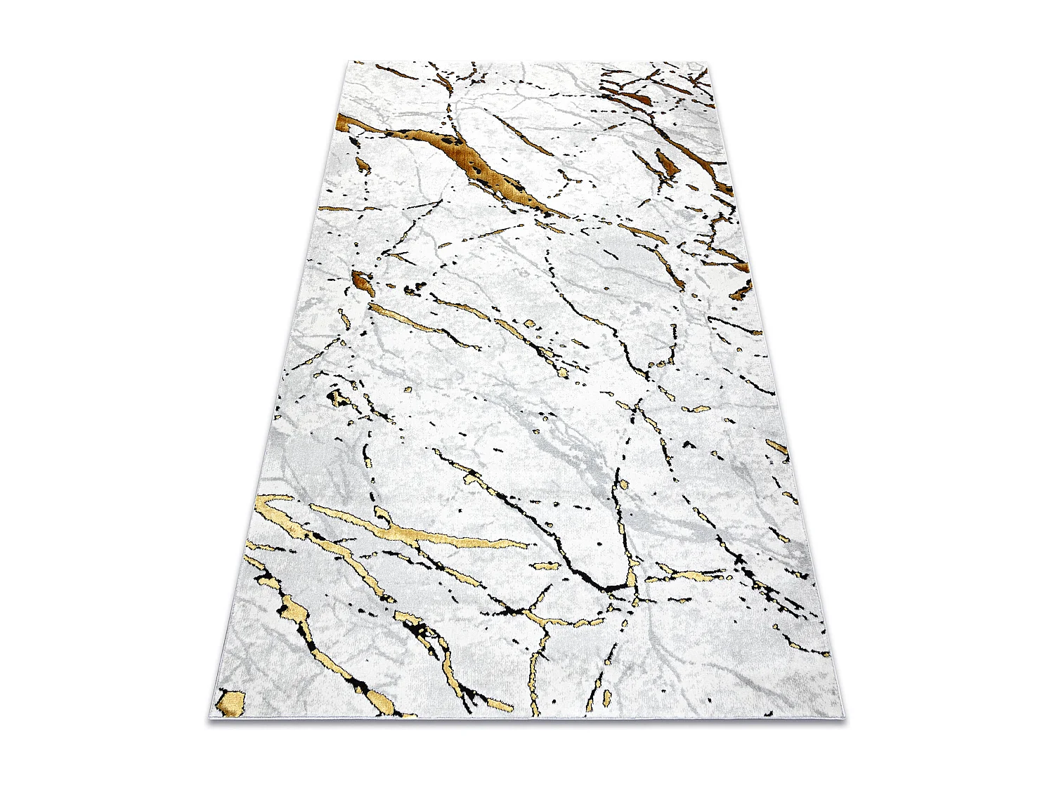 Tapis ALLURE 1963 Marbre - Structurel, élégant, glamour blanc / L'or 80x150 cm