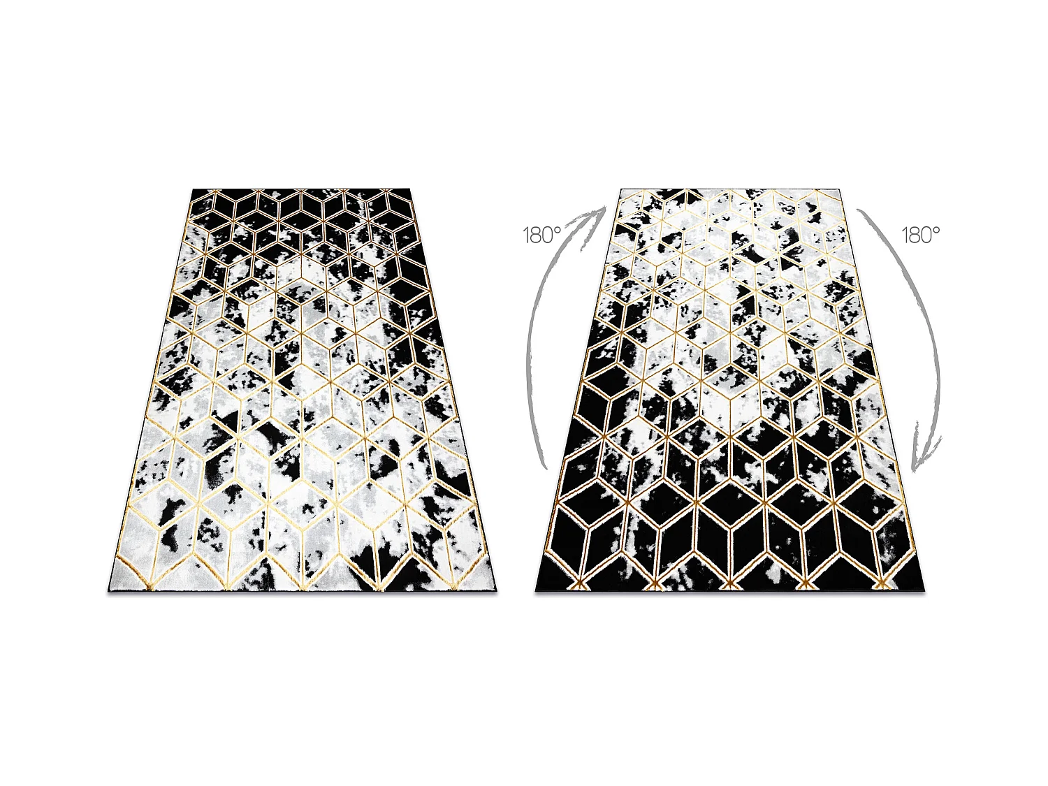 Dywan ALLURE 1966 Cube kostka - Strukturalny, stylowy, glamour czarny  200x290 cm