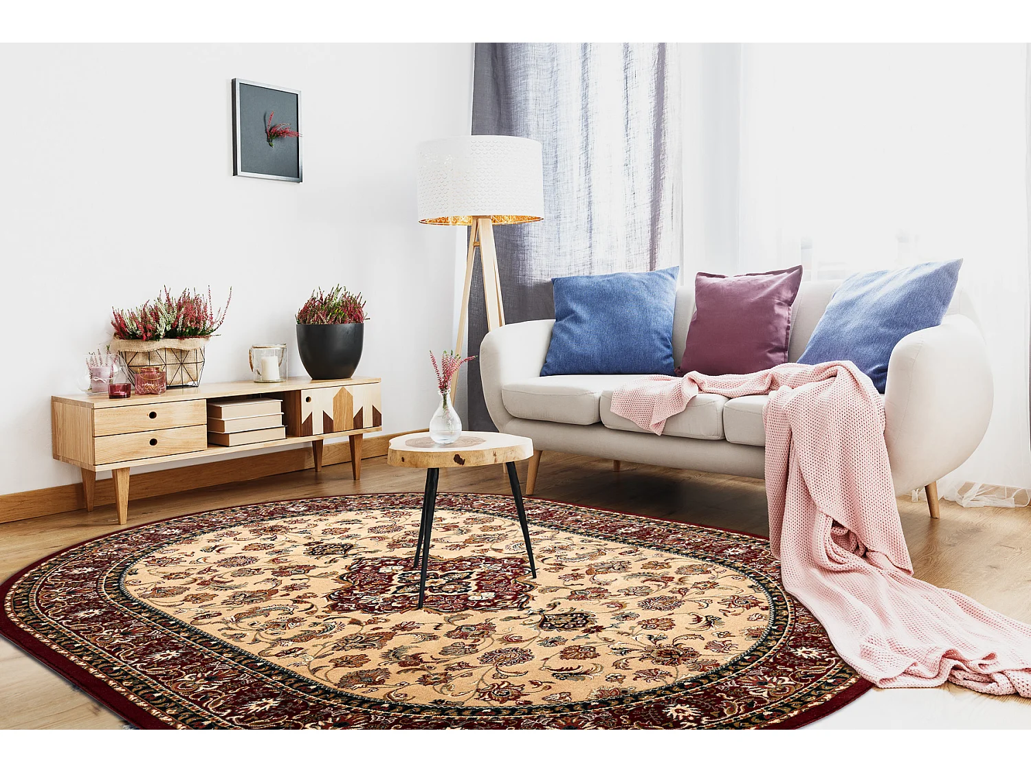 Tapis en laine OMEGA ovale ORION Rosace rubis clair 2 170x235 cm