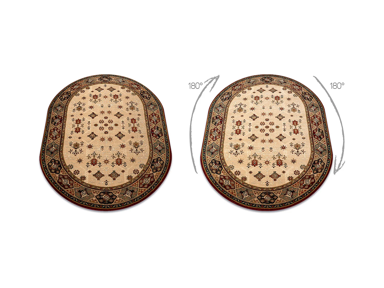 Tapis en laine OMEGA ovale TAROS oriental rudy 2 terre cuite 200x300 cm