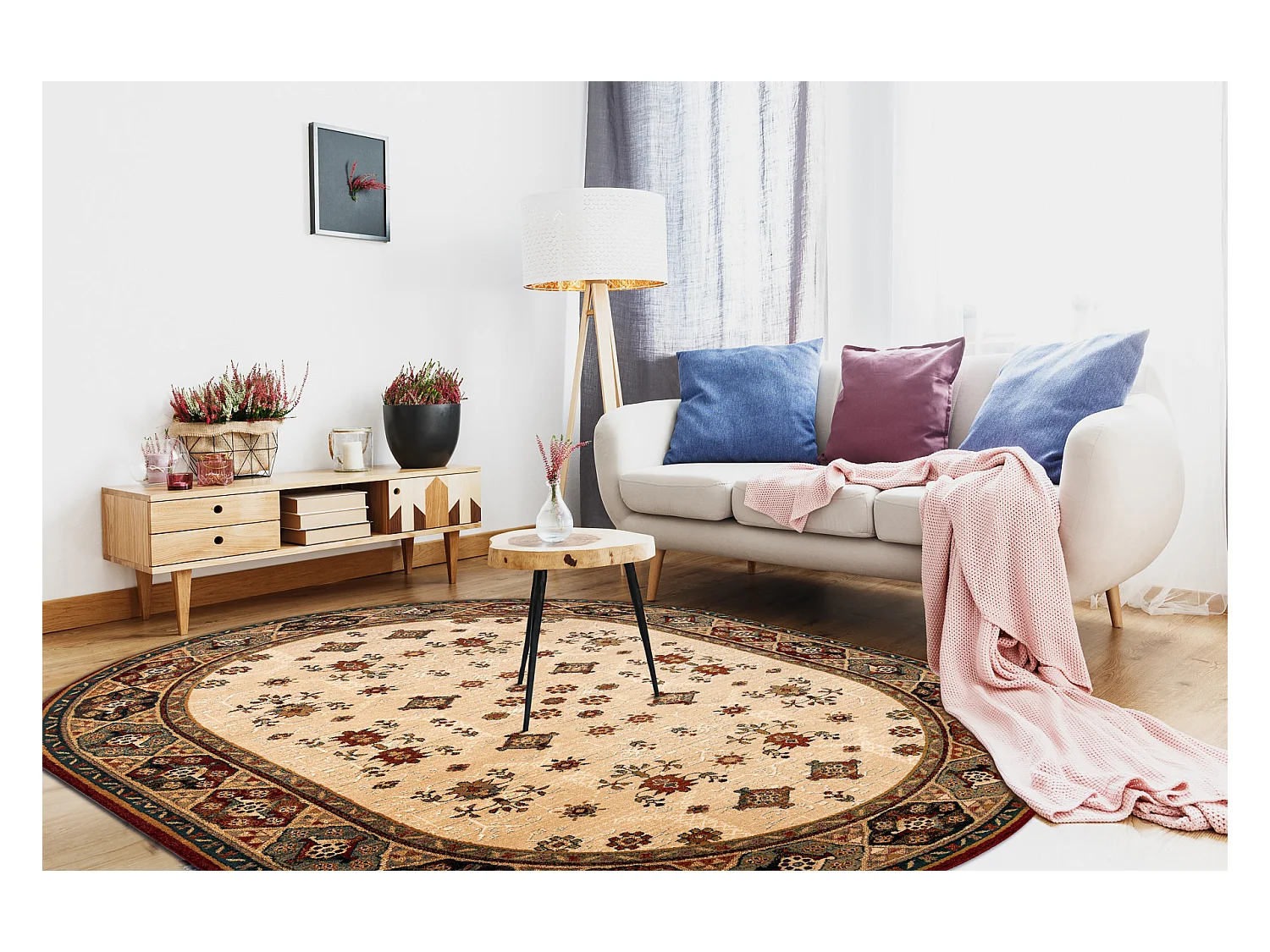 Tapis en laine OMEGA ovale TAROS oriental rudy 2 terre cuite 200x300 cm