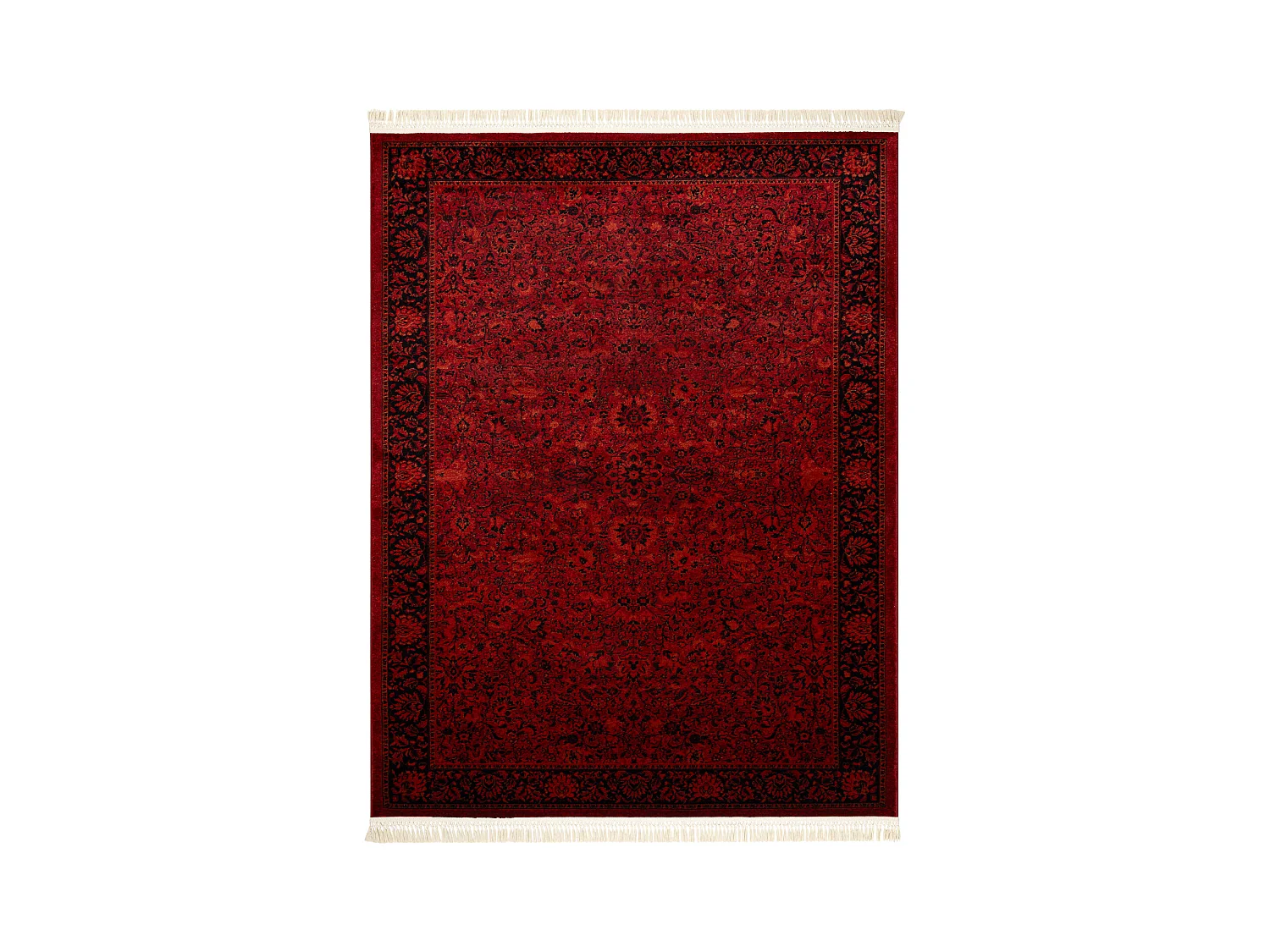 Tapis ORIENT 5125 bordeaux / noir Cadre, classique, ornement, à frang 250x350 cm