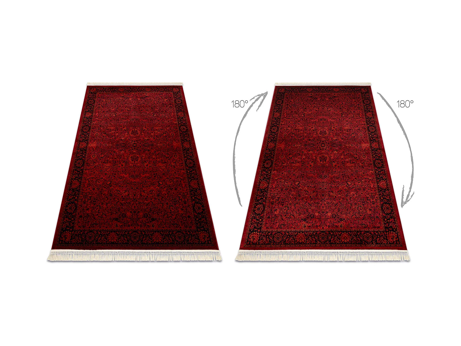 Tapis ORIENT 5125 bordeaux / noir Cadre, classique, ornement, à frang 250x350 cm