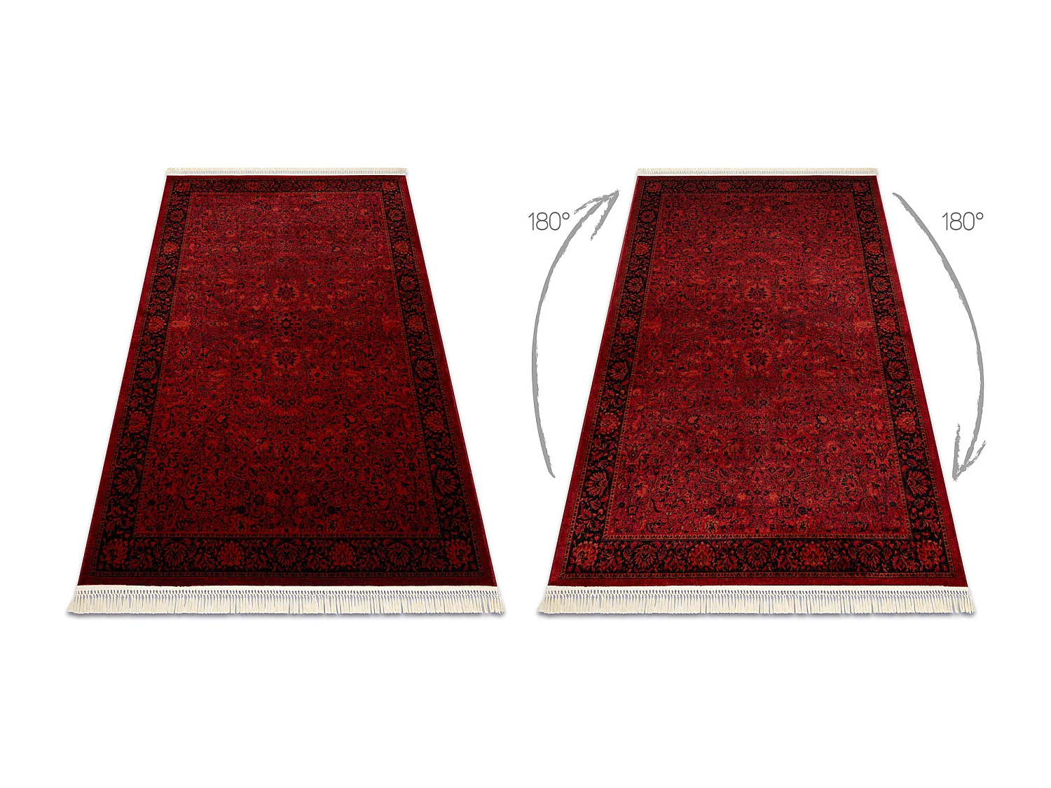 Dywan ORIENT 5125 bordo / czarny Ramka, klasyczny, ornament, z frędzl 250x350 cm