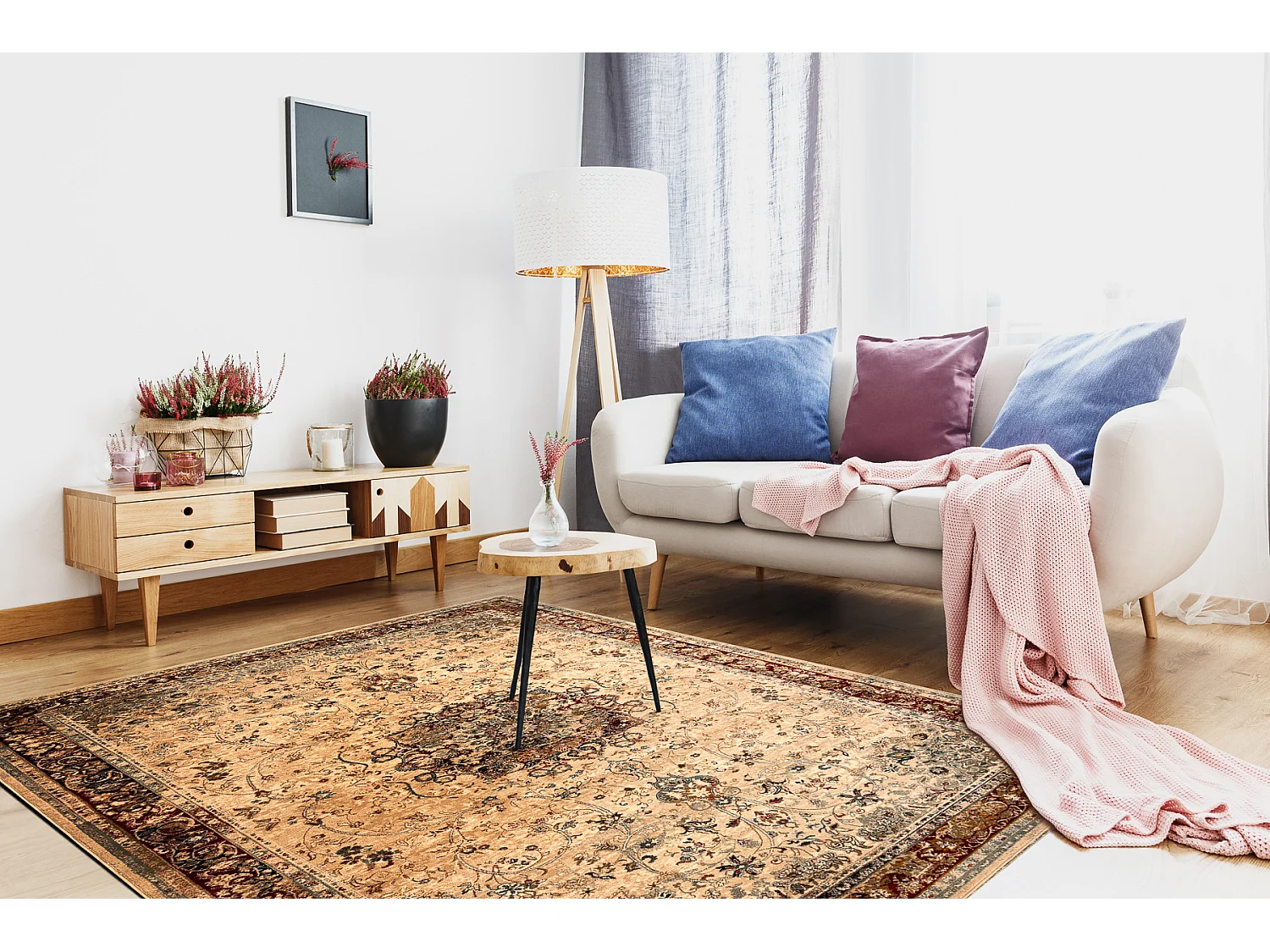 Tappeto di lana POLONIA KORDOBA25 Rosetta, cadre rubino chiaro 200x300 cm