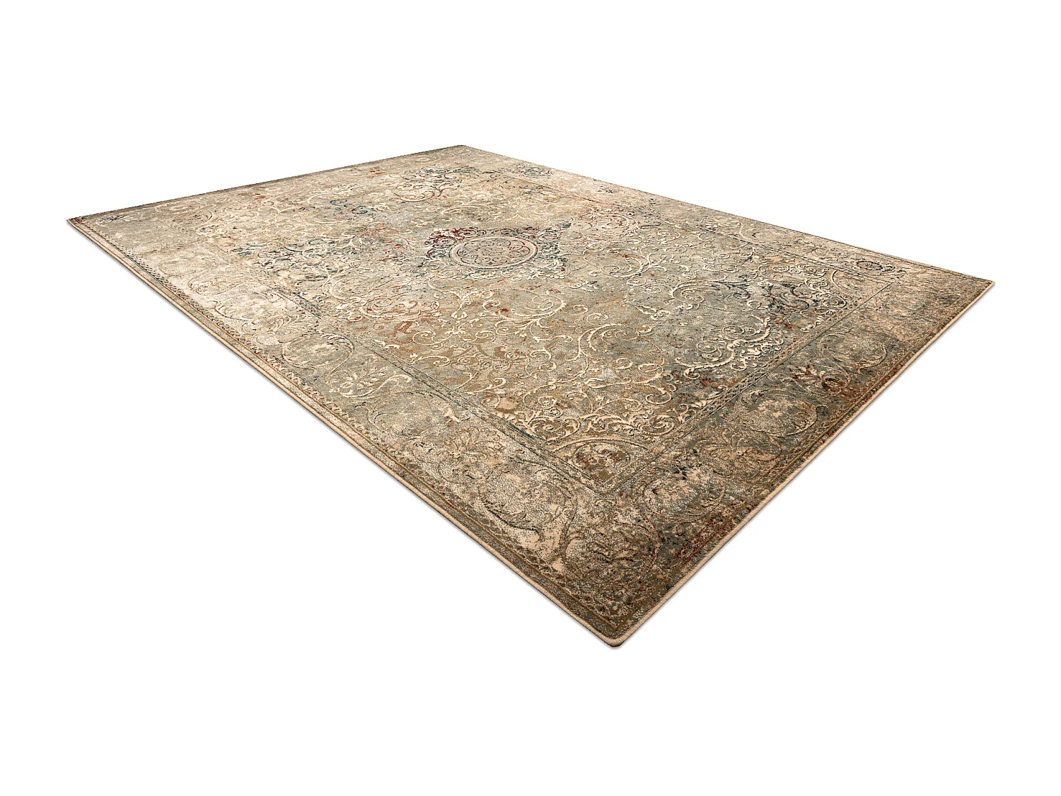 Tapis en laine OMEGA LUMIER Ornement vintage iron vert 200x300 cm