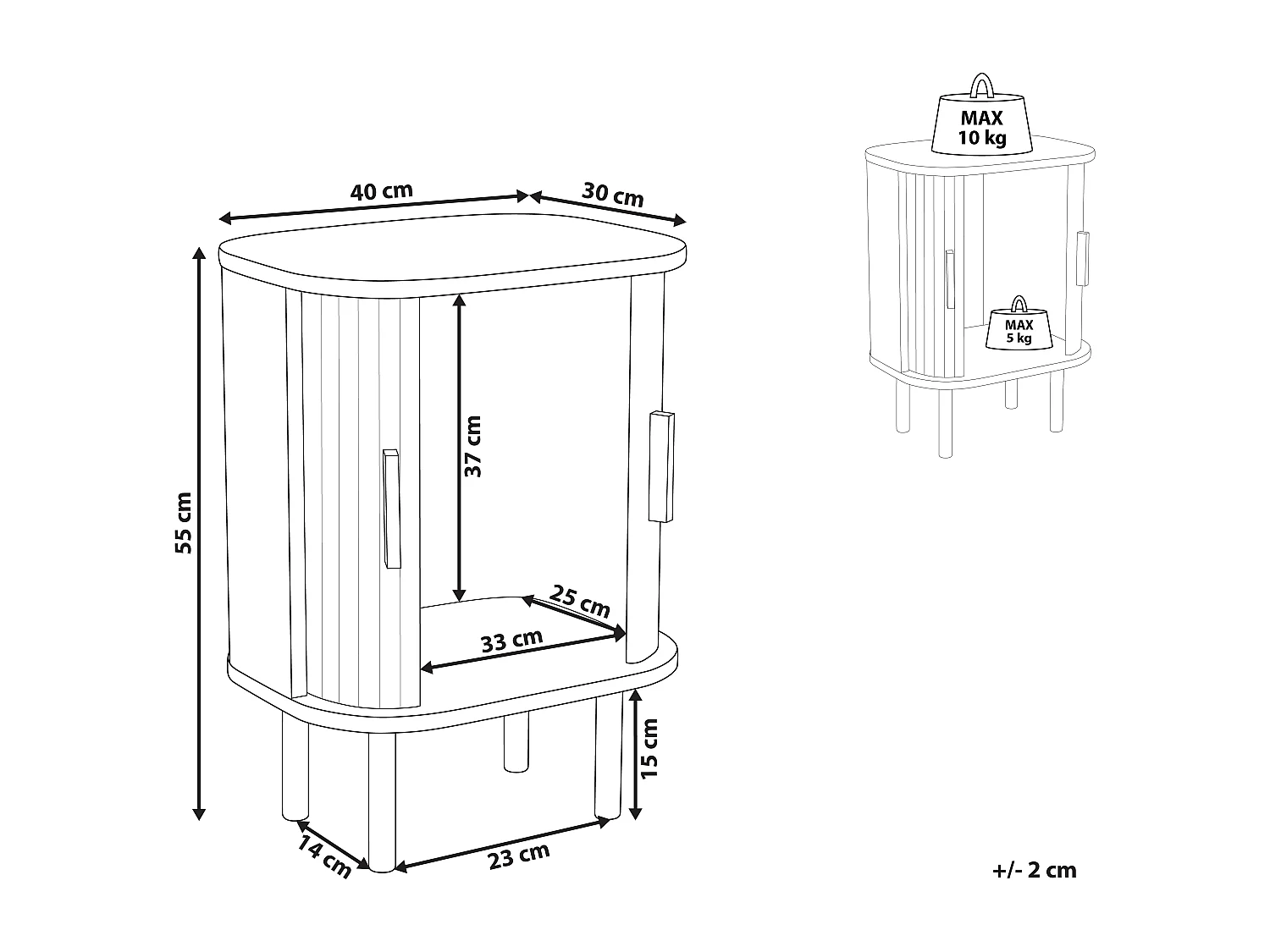 Nachttisch Holzoptik dunkelbraun mit 2 Schiebetüren Metallbeine Retro Bradley