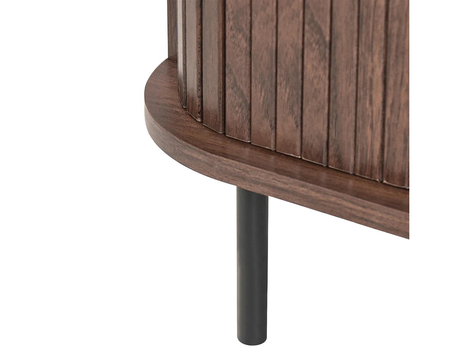 Nachttisch Holzoptik dunkelbraun mit 2 Schiebetüren Metallbeine Retro Bradley