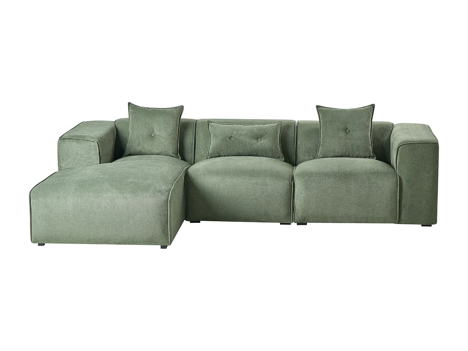 Canapé d'angle 3 places DOLVA Tissu chenille Vert foncé Côté droit