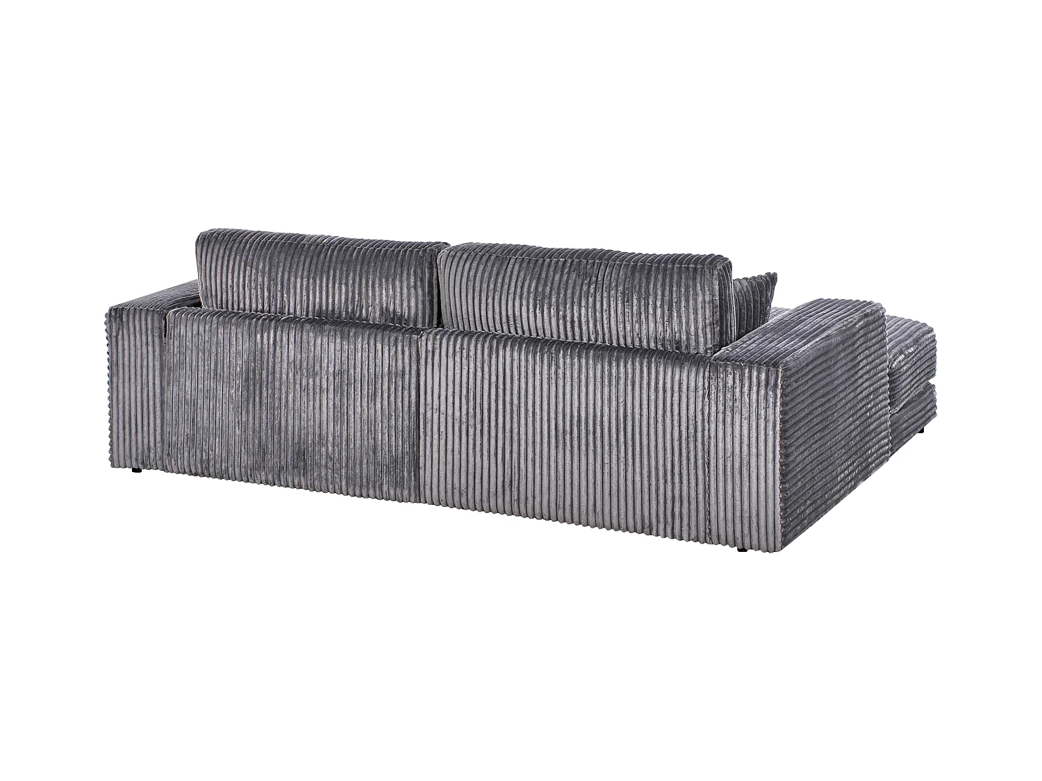3-Sitzer Ecksofa Cord L-förmig grau mit Chaiselongue rechts 2 Dekokissen Lofoten