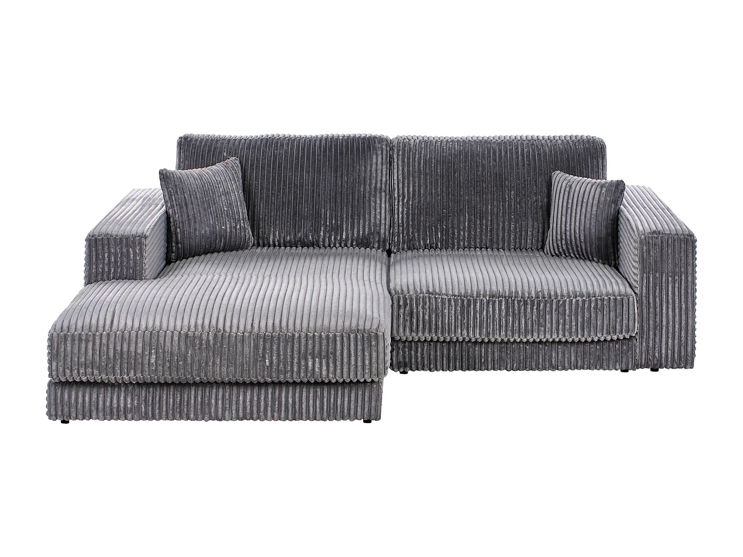 Canapé d'Angle à gauche Minimaliste en Velours Côtelé 3 Places avec Coussins Supplémentaires Gris Foncé Lofoten