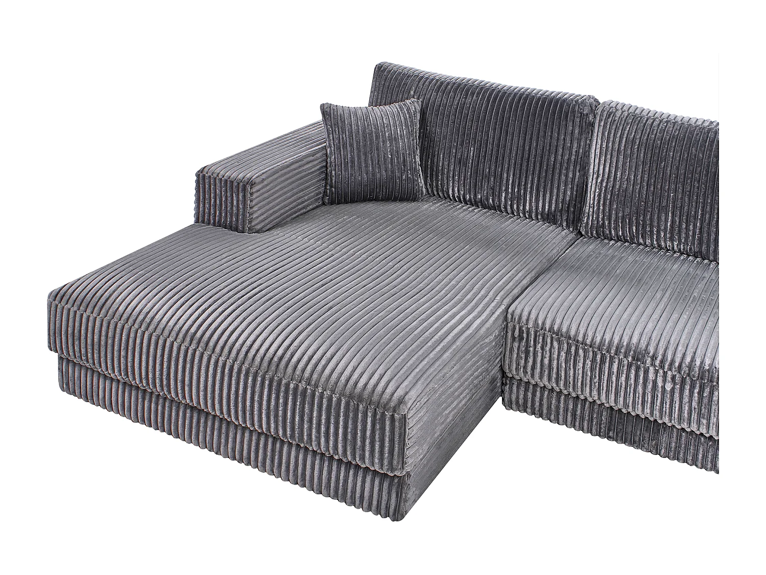 Canapé d'Angle à gauche Minimaliste en Velours Côtelé 3 Places avec Coussins Supplémentaires Gris Foncé Lofoten